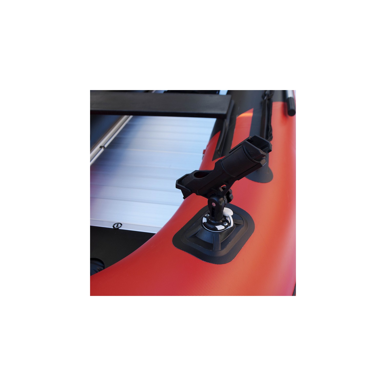 ALEKO® BTF320RBK PRO Inflatable Fishing Boat Raft 10.5Ft Aluminum Floor 4 Person Fishing Rod Holders , Red Black