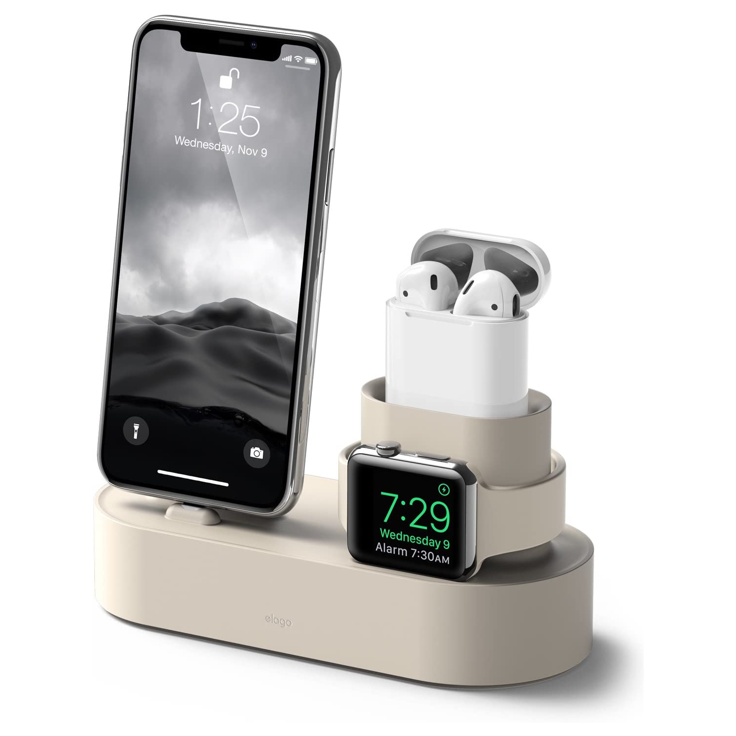elago 3 in 1 Charging Stand [Classic White] - Compatible with All Apple Watch Series, AirPods 2&1 and All iPhone Models