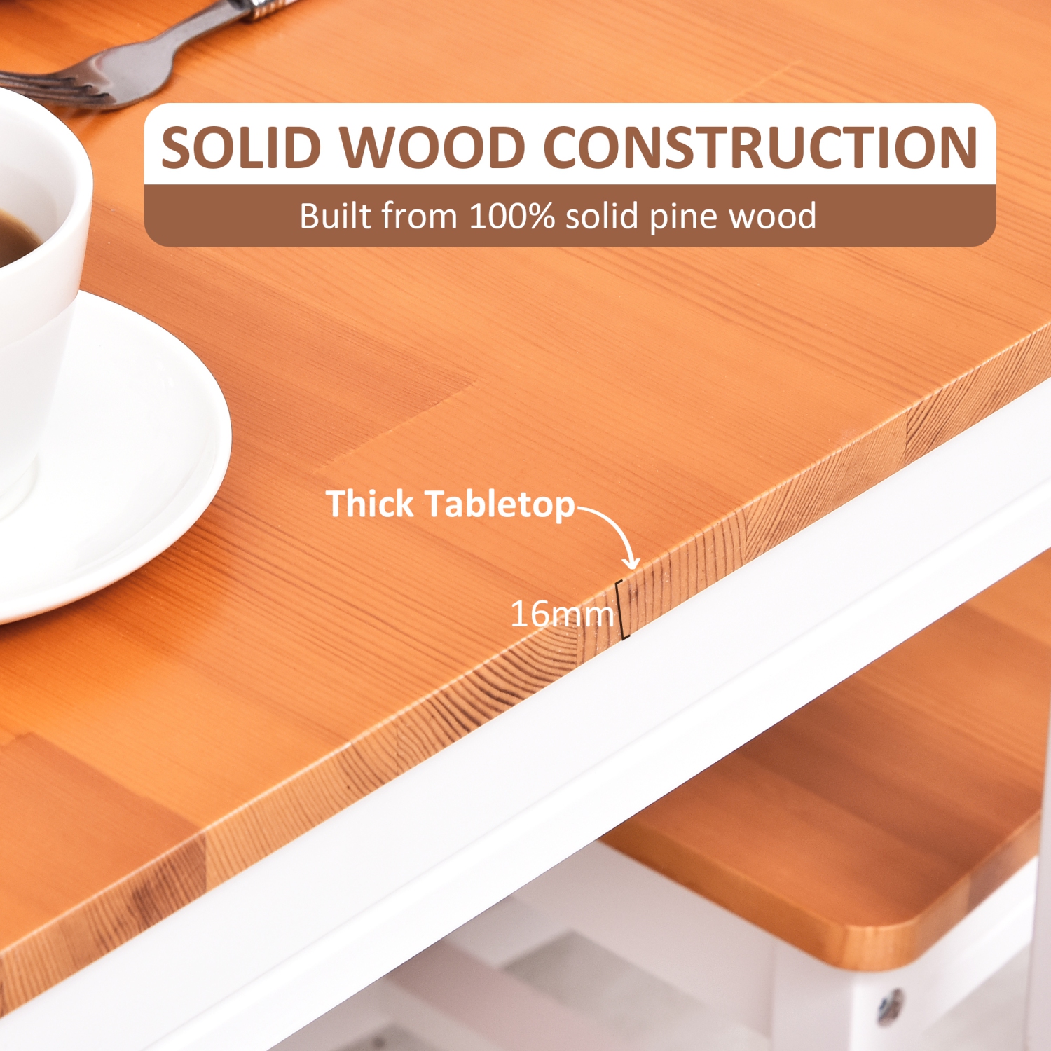 HOMCOM – Ensemble de table de salle à manger pour 4, table de cuisine 5 pièces en pin avec chaises à dossier haut, table rectangulaire et 4 chaises
