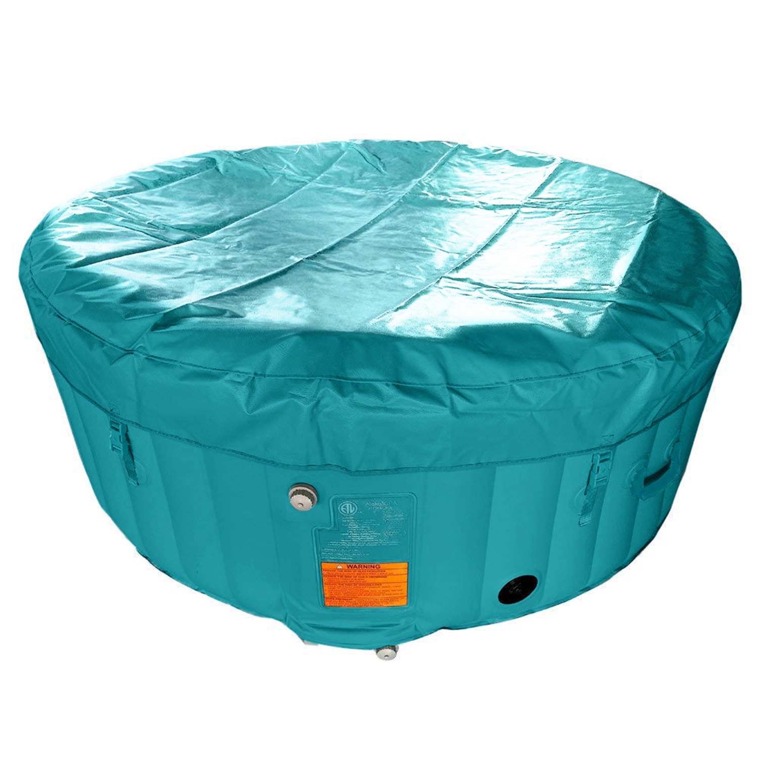 Spa gonflable rond avec couvercle HTIR4GRW d’ALEKO - 4 personnes - 210 gallons - Bleu clair et blanc
