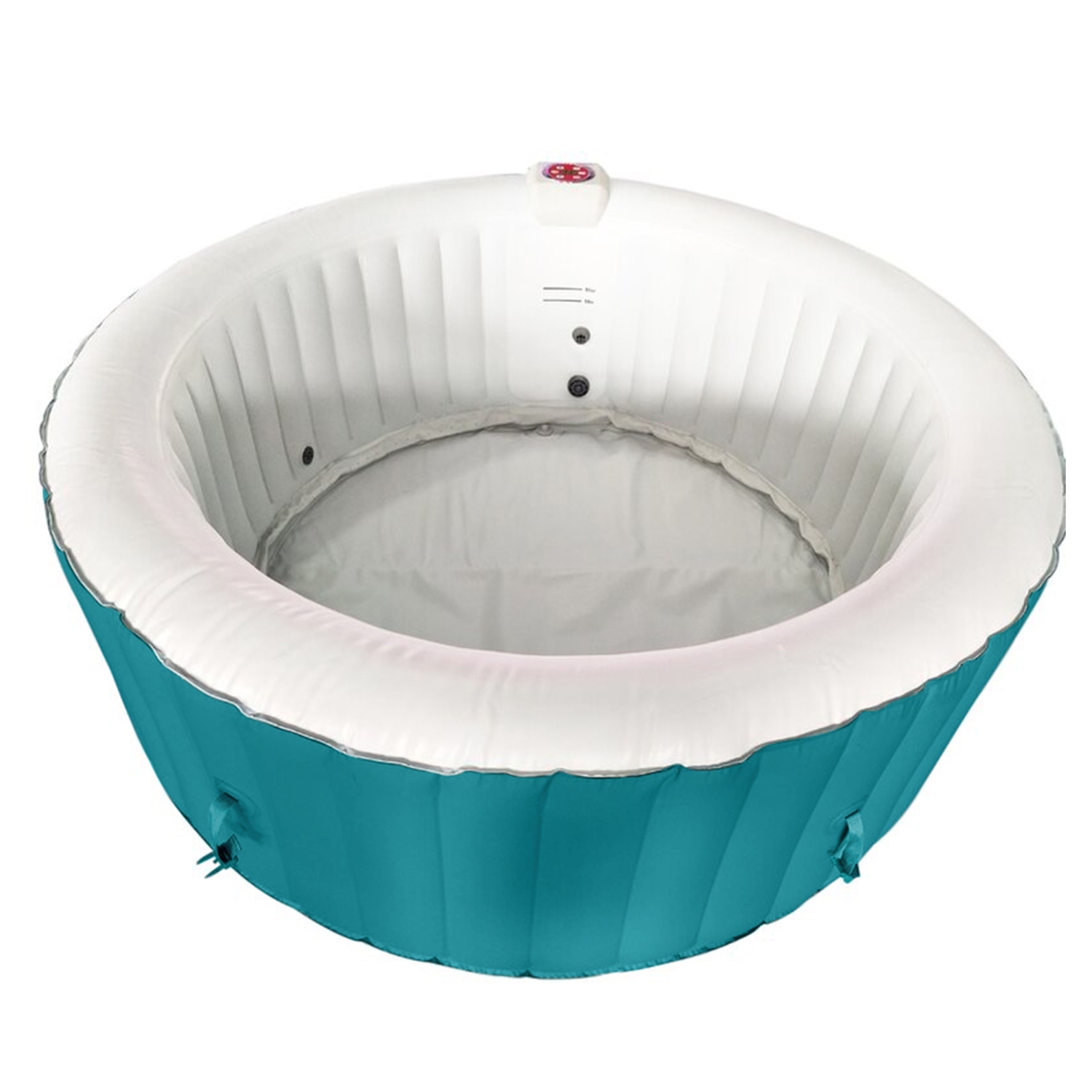 Spa gonflable rond avec couvercle HTIR4GRW d’ALEKO - 4 personnes - 210 gallons - Bleu clair et blanc