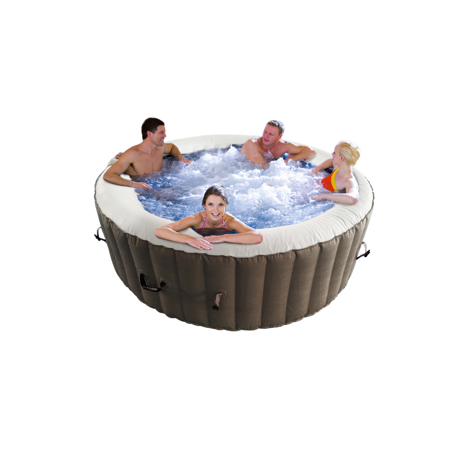 ALEKO HTIR6BKW Round Inflatable Jetted Hot Tub with Cover - 6 Person - 265 Gallon - Black and White