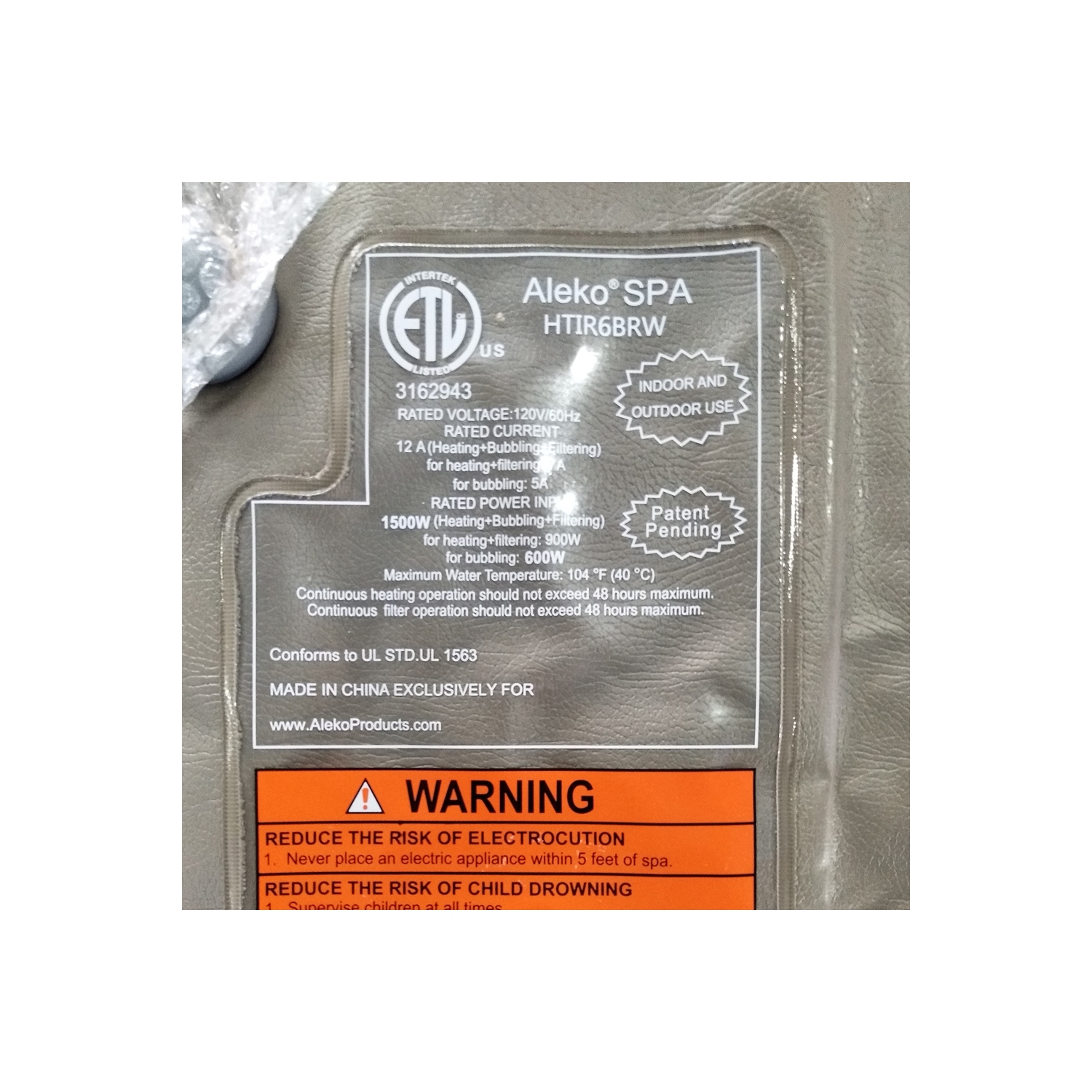 ALEKO HTIR6BKW Round Inflatable Jetted Hot Tub with Cover - 6 Person - 265 Gallon - Black and White