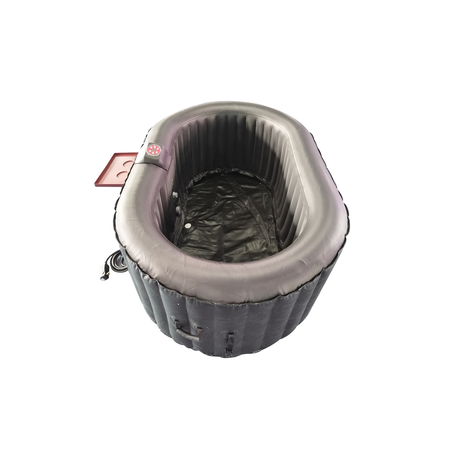 ALEKO HTIO2BKBK Oval Inflatable Jetted Hot Tub with Drink Tray and Cover - 2 Person - 145 Gallon - Black