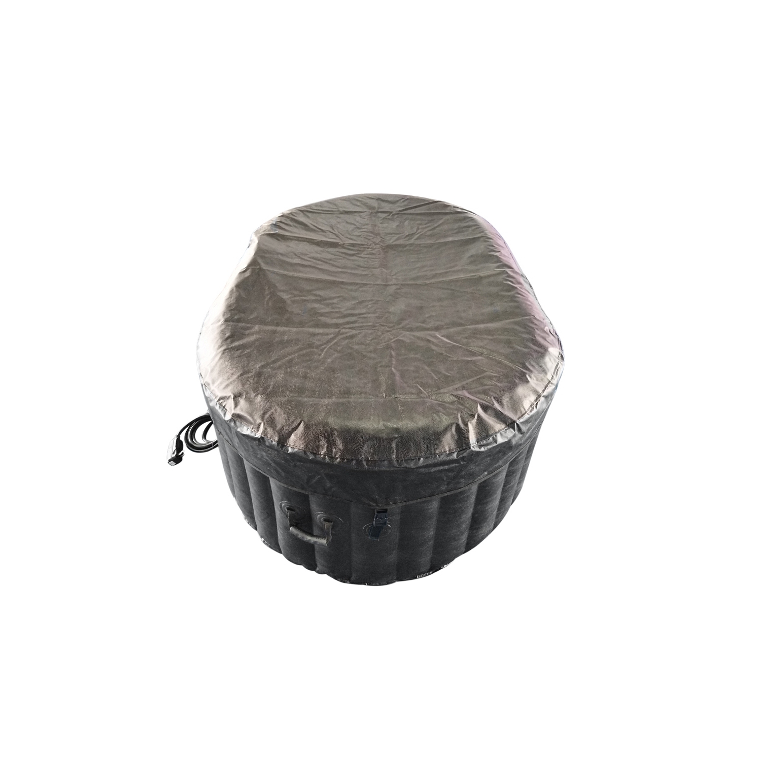 ALEKO HTIO2BKBK Oval Inflatable Jetted Hot Tub with Drink Tray and Cover - 2 Person - 145 Gallon - Black