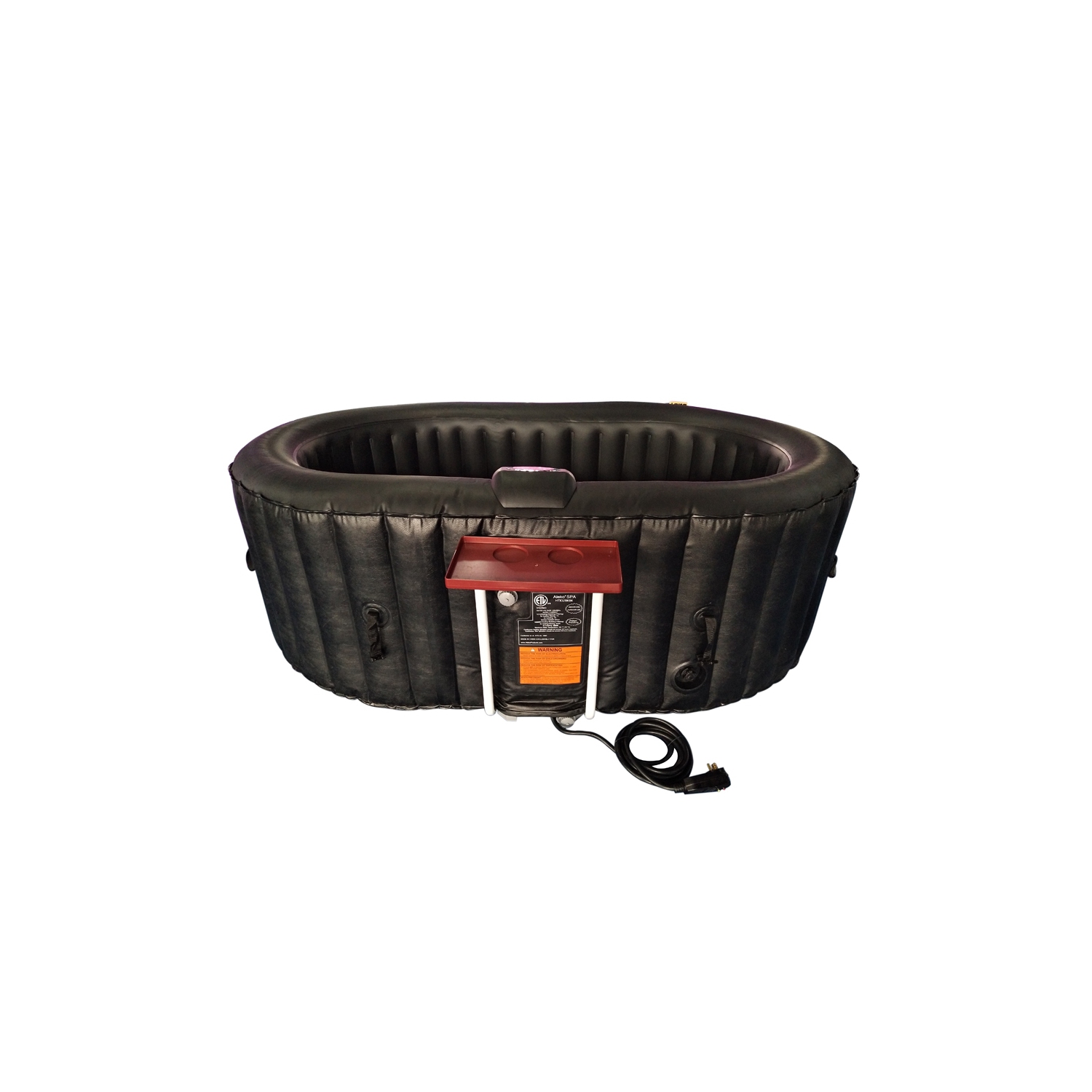 ALEKO HTIO2BKBK Oval Inflatable Jetted Hot Tub with Drink Tray and Cover - 2 Person - 145 Gallon - Black