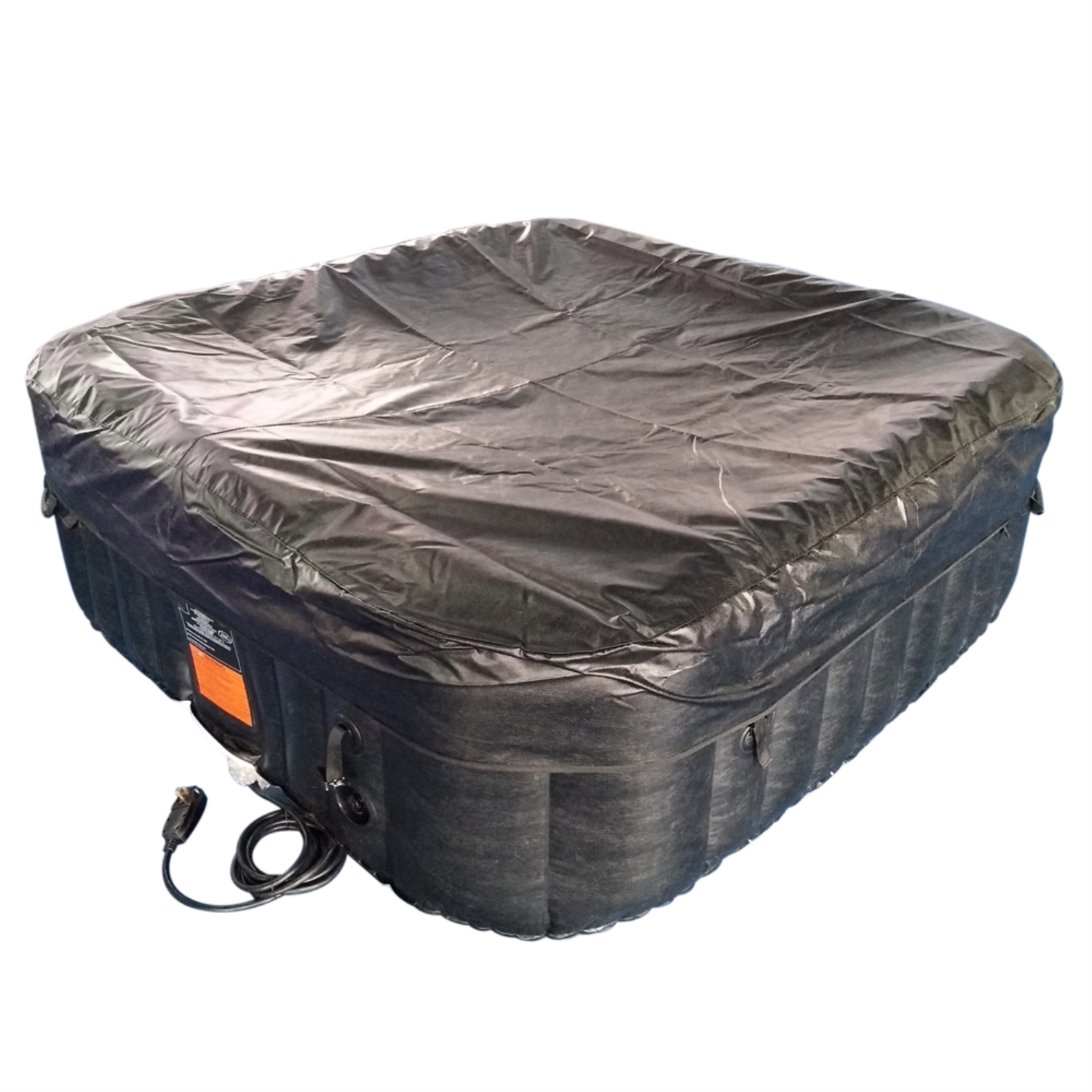 Spa gonflable carré avec couvercle HTISQ4BKWH d’ALEKO - 4 personnes - 160 gallons - Noir et blanc