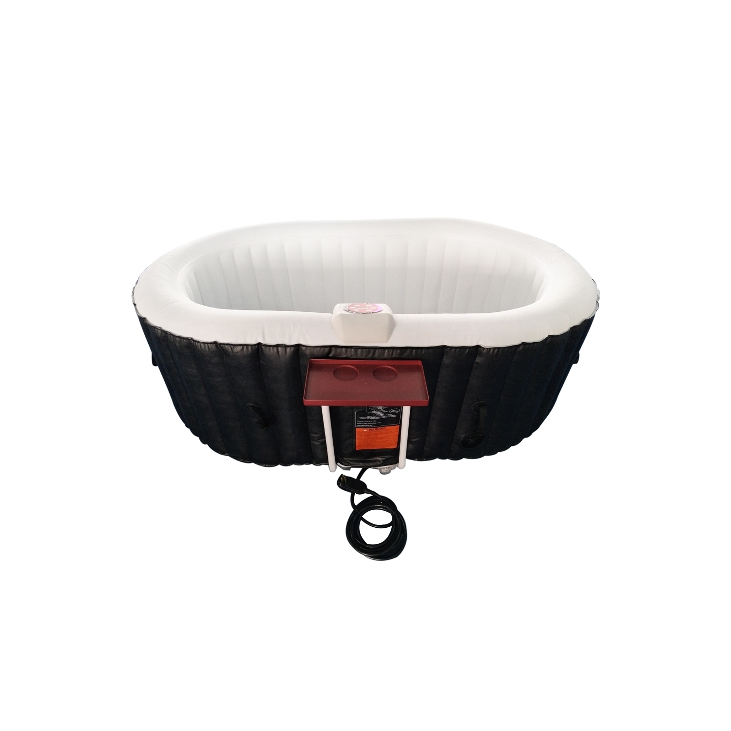 ALEKO HTIO2BKW Oval Inflatable Jetted Hot Tub with Drink Tray and Cover - 2 Person - 145 Gallon - Black and White