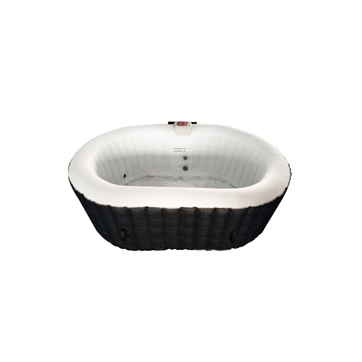 ALEKO HTIO2BKW Oval Inflatable Jetted Hot Tub with Drink Tray and Cover - 2 Person - 145 Gallon - Black and White