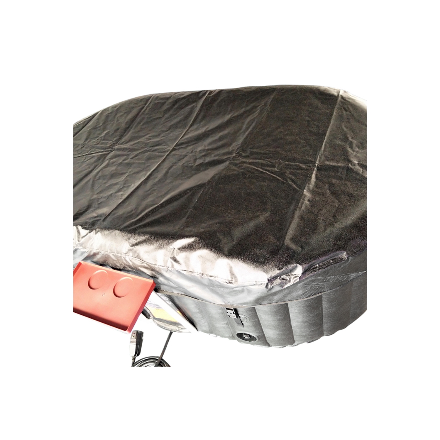 ALEKO HTIO2BKW Oval Inflatable Jetted Hot Tub with Drink Tray and Cover - 2 Person - 145 Gallon - Black and White