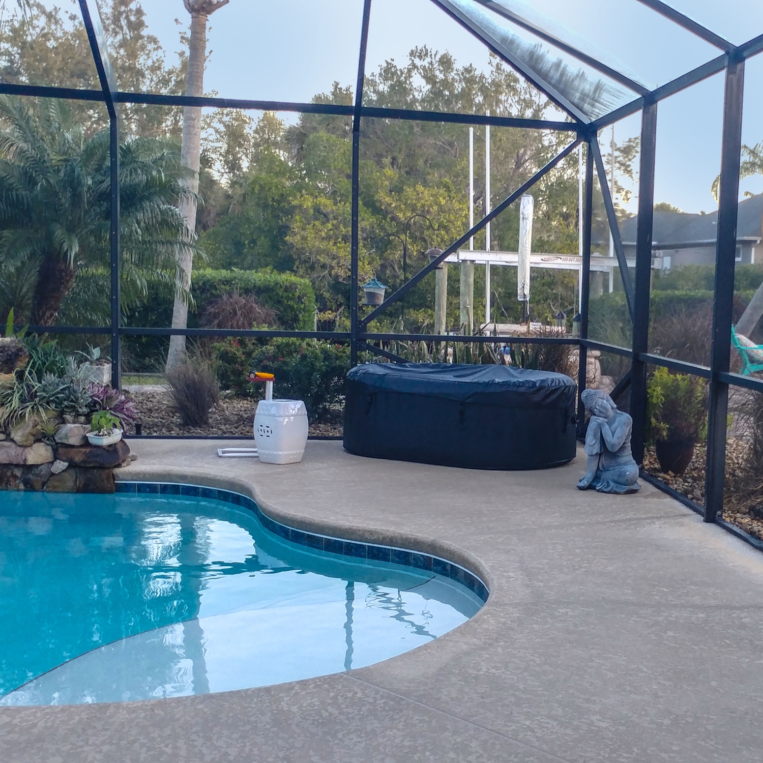 ALEKO HTIO2BKW Oval Inflatable Jetted Hot Tub with Drink Tray and Cover - 2 Person - 145 Gallon - Black and White