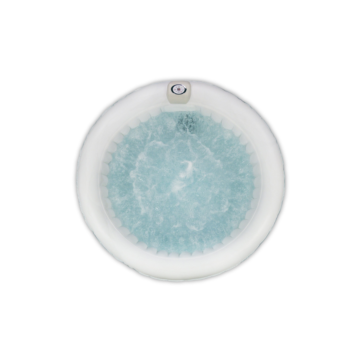 Spa gonflable rond avec couvercle HTIR6BRW d’ALEKO - 6 personnes - 265 gallons - Brun et blanc