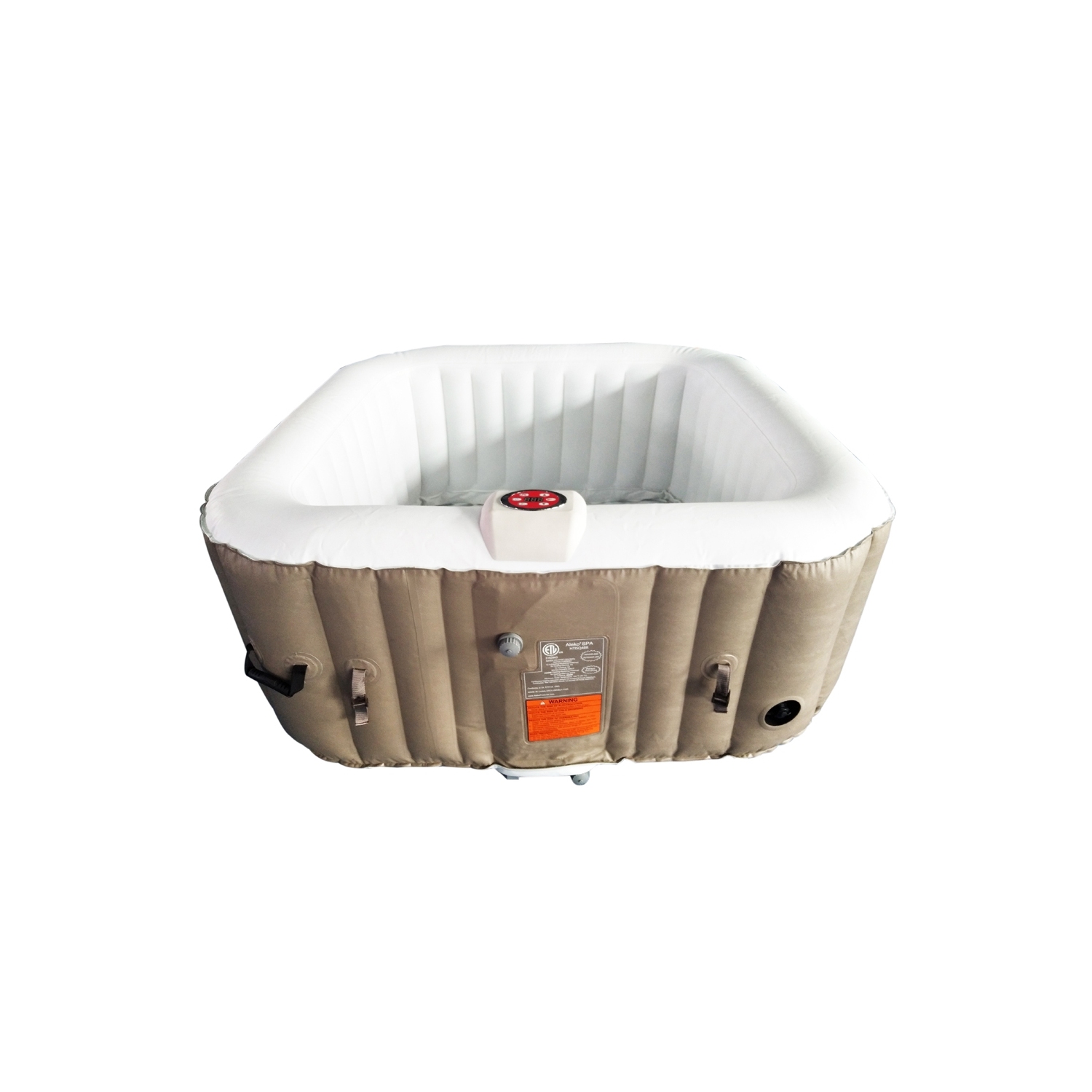 Spa gonflable carré avec couvercle HTISQ4BR d’ALEKO - 4 personnes - 160 gallons - Brun