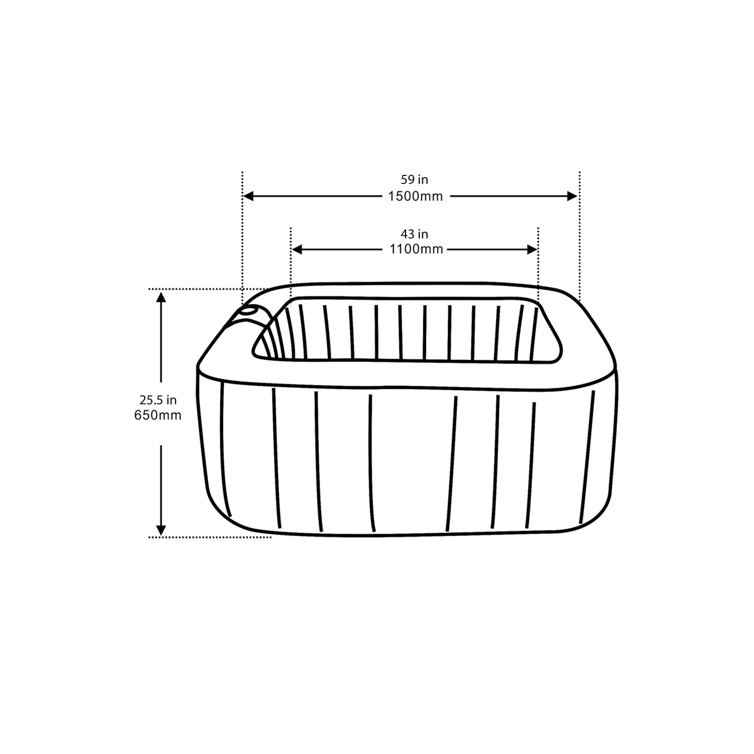 Spa gonflable carré avec couvercle HTISQ4BR d’ALEKO - 4 personnes - 160 gallons - Brun