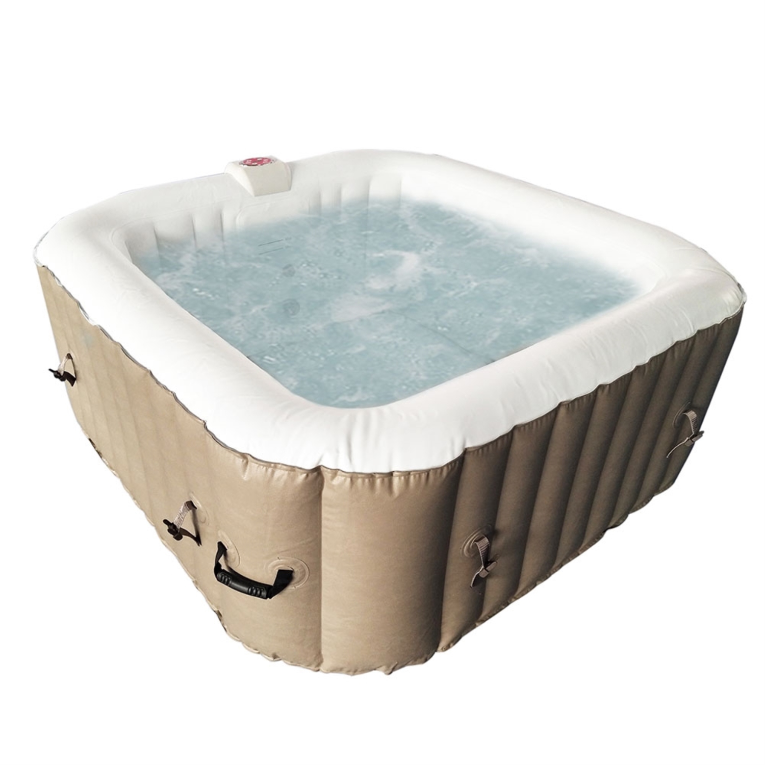 Spa gonflable carré avec couvercle HTISQ4BR d’ALEKO - 4 personnes - 160 gallons - Brun