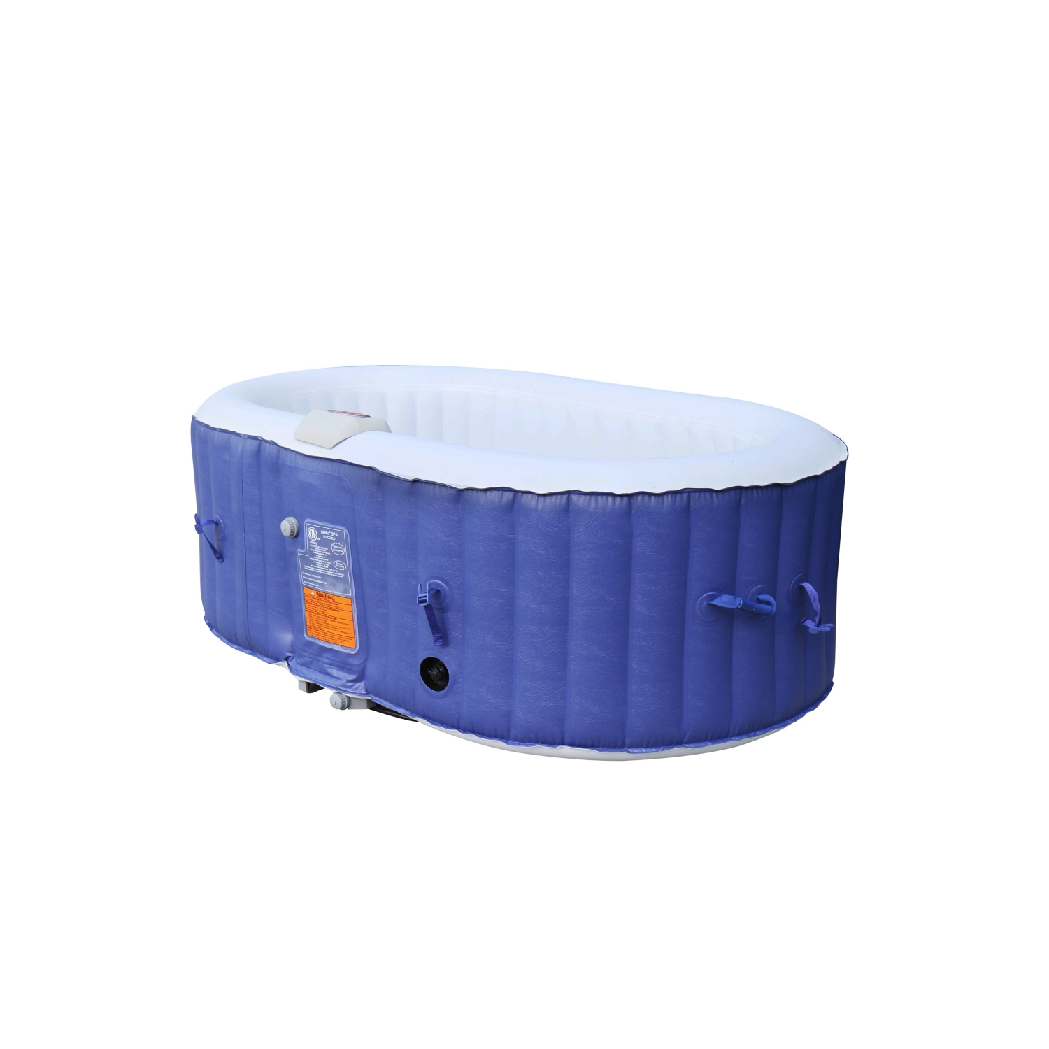 ALEKO HTIO2BLD Oval Inflatable Jetted Hot Tub with Drink Tray and Cover - 2 Person - 145 Gallon - Dark Blue
