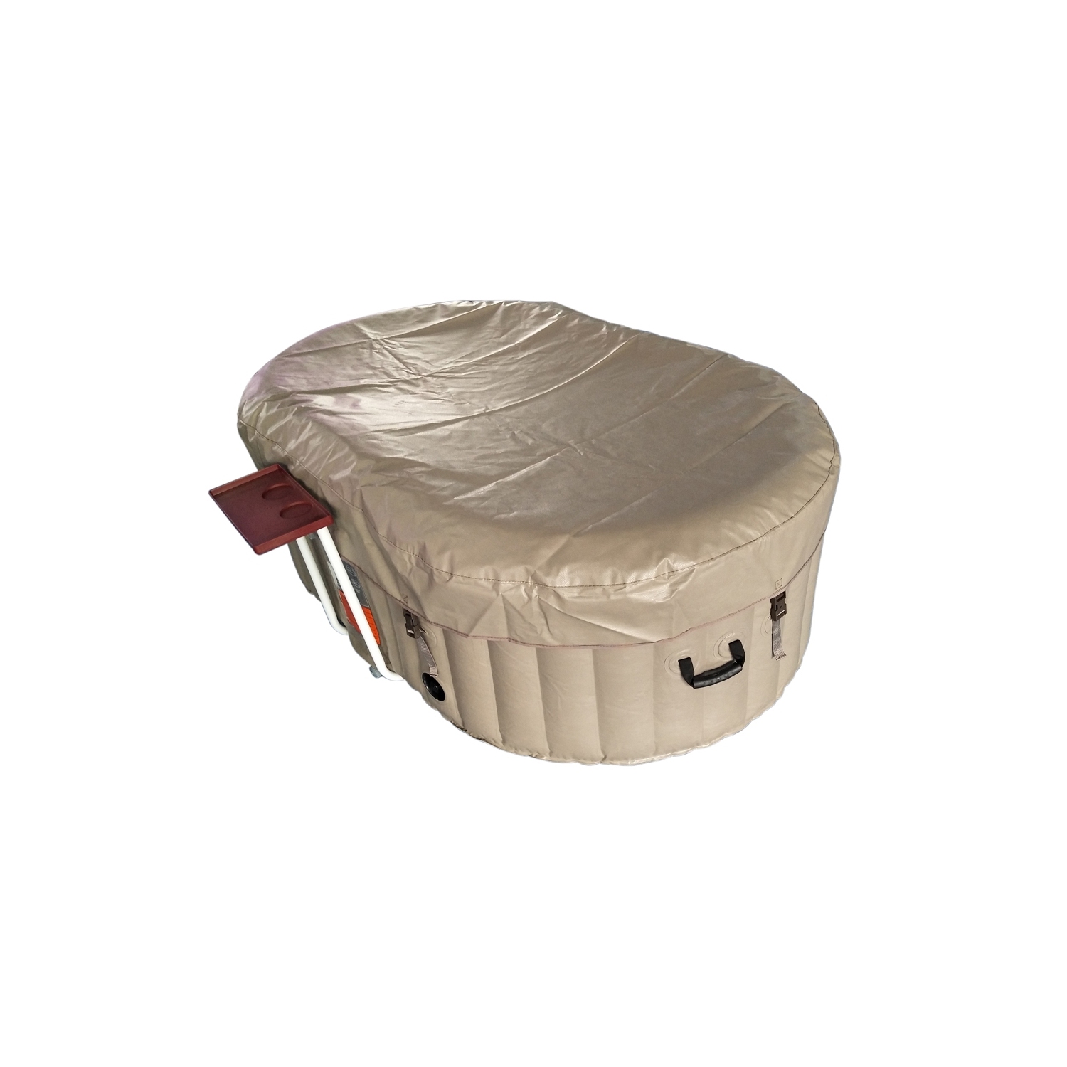 Spa gonflable ovale à jets HTIO2BRWH avec plateau et couvercle d’ALEKO - 2 personnes - 145 gallons - Brun et blanc