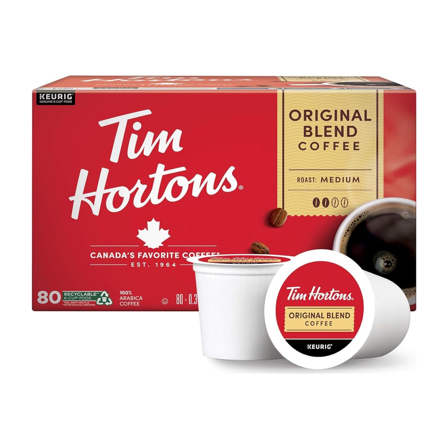 Tim Hortons Coffee Original Blend 80 K Cups Keurig K Cups Medium Roast