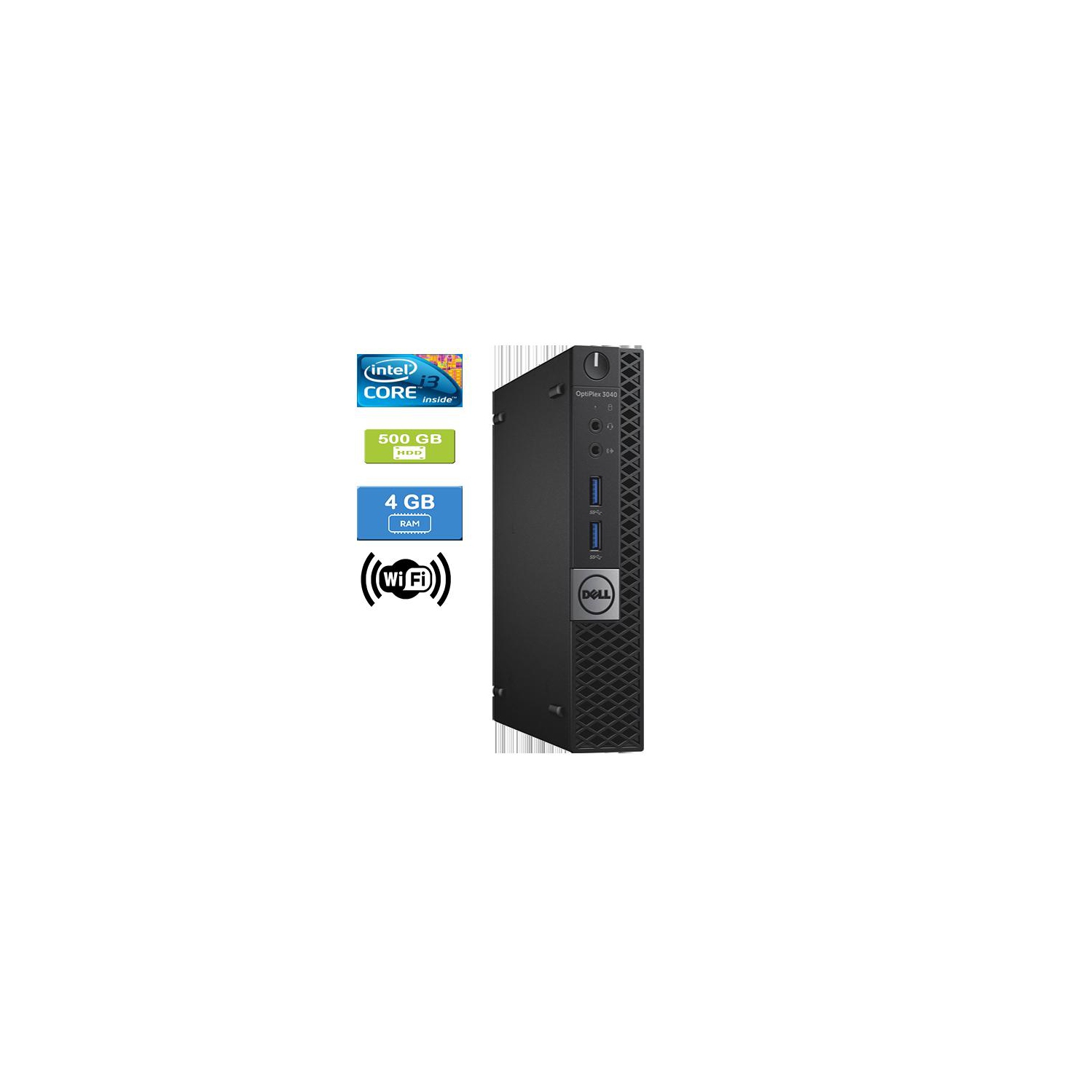 Refurbished - DELL 3040 MICRO Intel Core i3-6100T 3.20 GHz, 4GB, 500GB HDD, Win 10 Pro