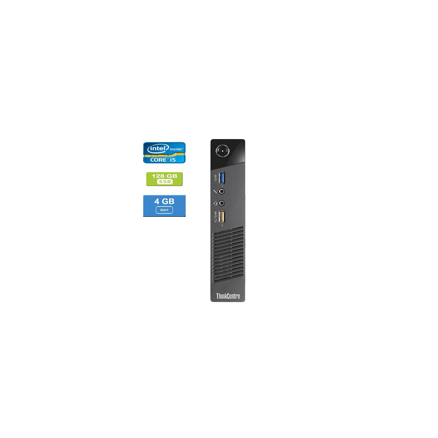 Refurbished - LENOVO M73 TINY Intel Core i5-4570T 2.90 GHz, 4GB, 128GB SSD, Win 10 Home