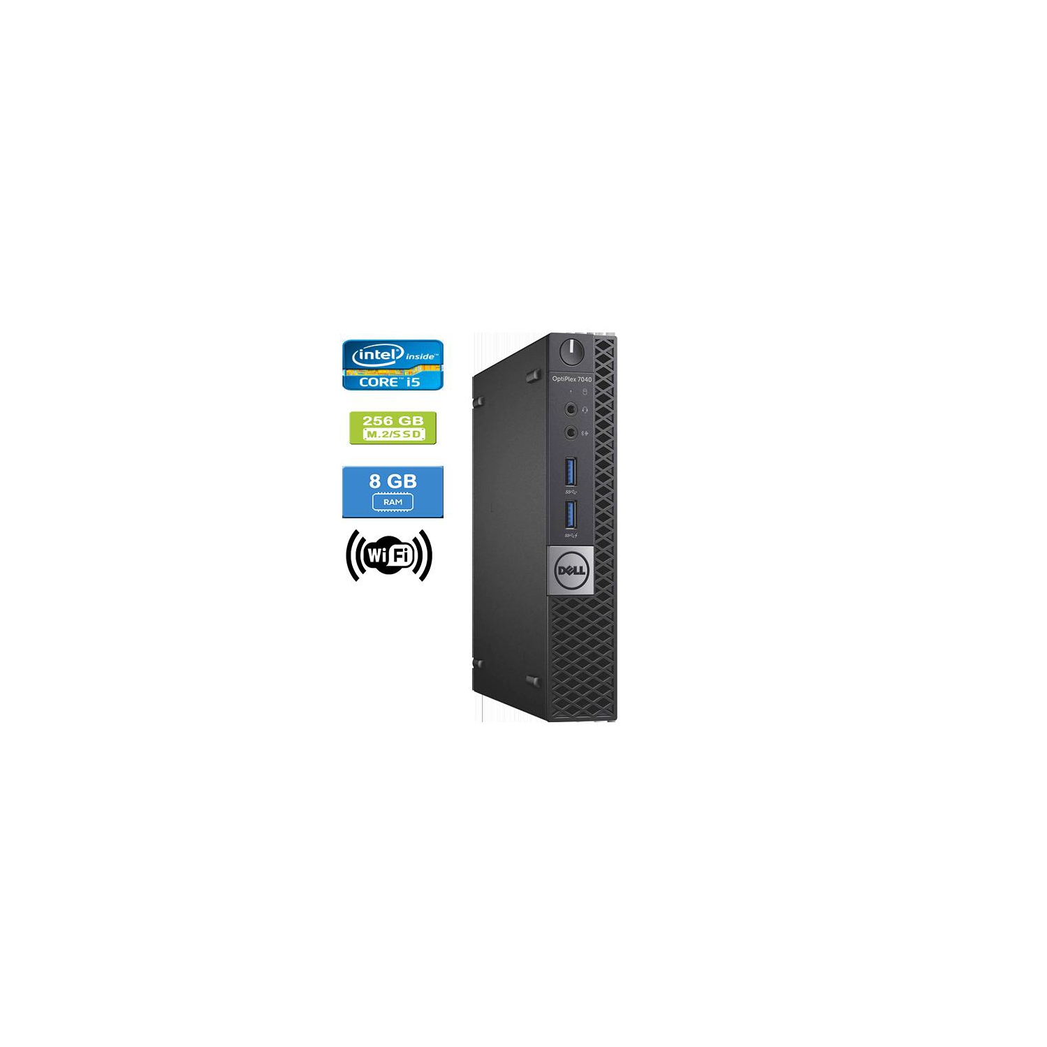 Refurbished - DELL 7040 MICRO Intel Core i5-6500T 2.50 GHz, 8GB, M.2/256GB SSD, Win 10 Home