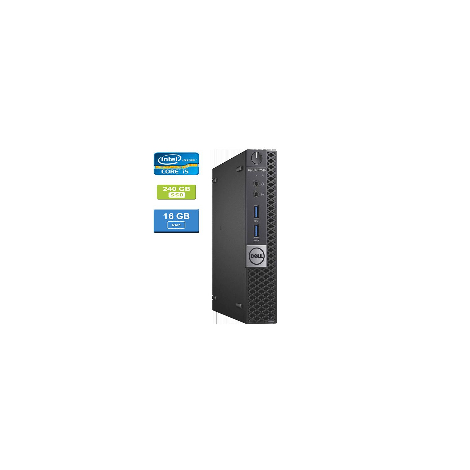 Refurbished - DELL 7040 MICRO Intel Core i5-6400T 2.20 GHz, 16GB, 240GB SSD, Win 10 Pro