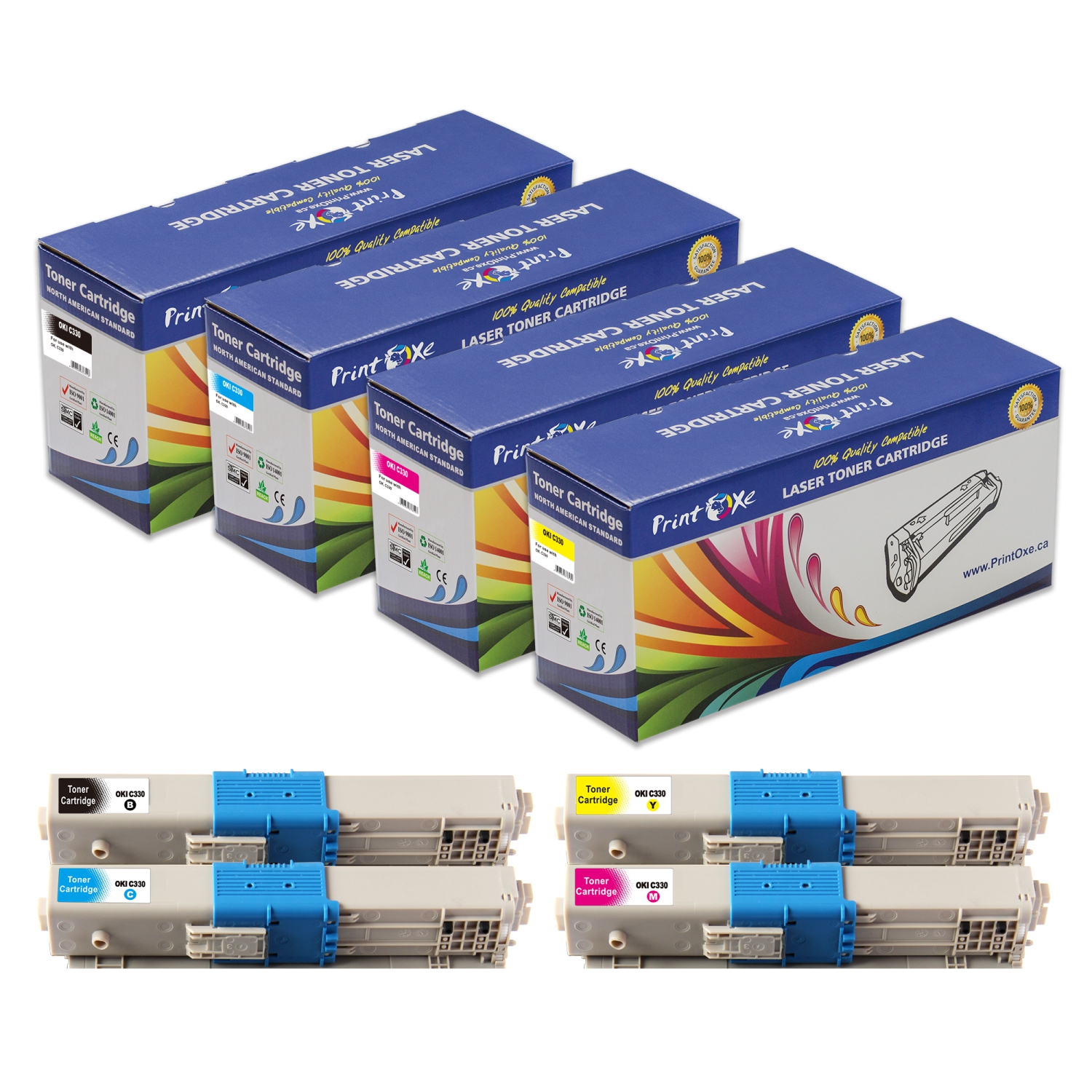 C330 Compatible Set of 4 Toner Cartridges for OKI 44469801 / 44469703 / 44469702 / 44469701 For Okidata C310 C330 C330dn C510 C530 C530dn MC361