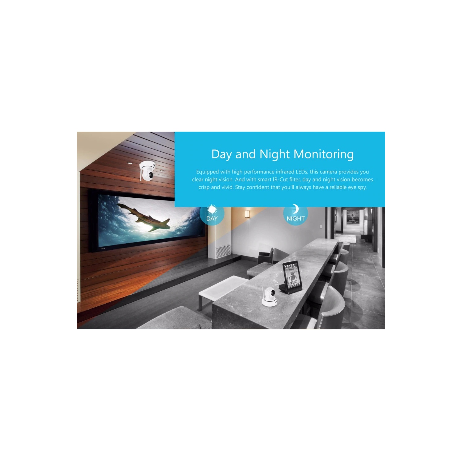 HD Dôme Caméra de Surveillance IP Caméra WiFi Sécurité Intérieur Détection