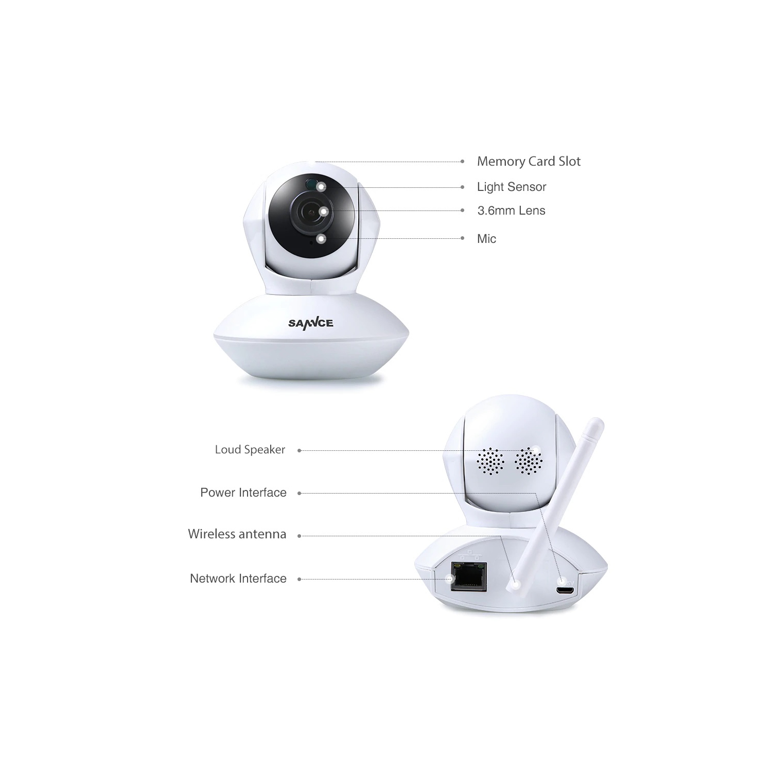 HD Dôme Caméra de Surveillance IP Caméra WiFi Sécurité Intérieur Détection