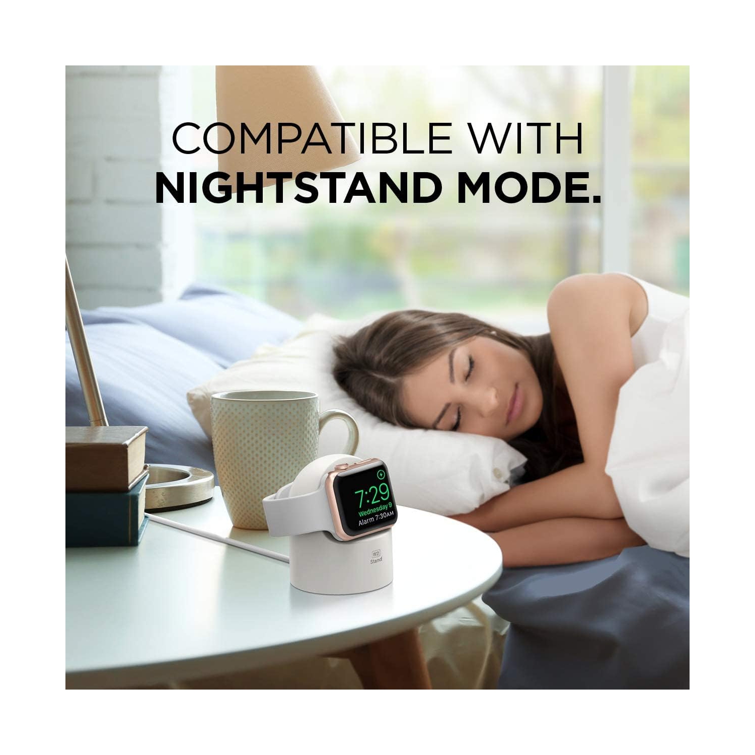 elgo W2 Station de Charge [Blanc] - Compatible avec Toutes les Séries d'Apple Watch et Mode Table de Nuit