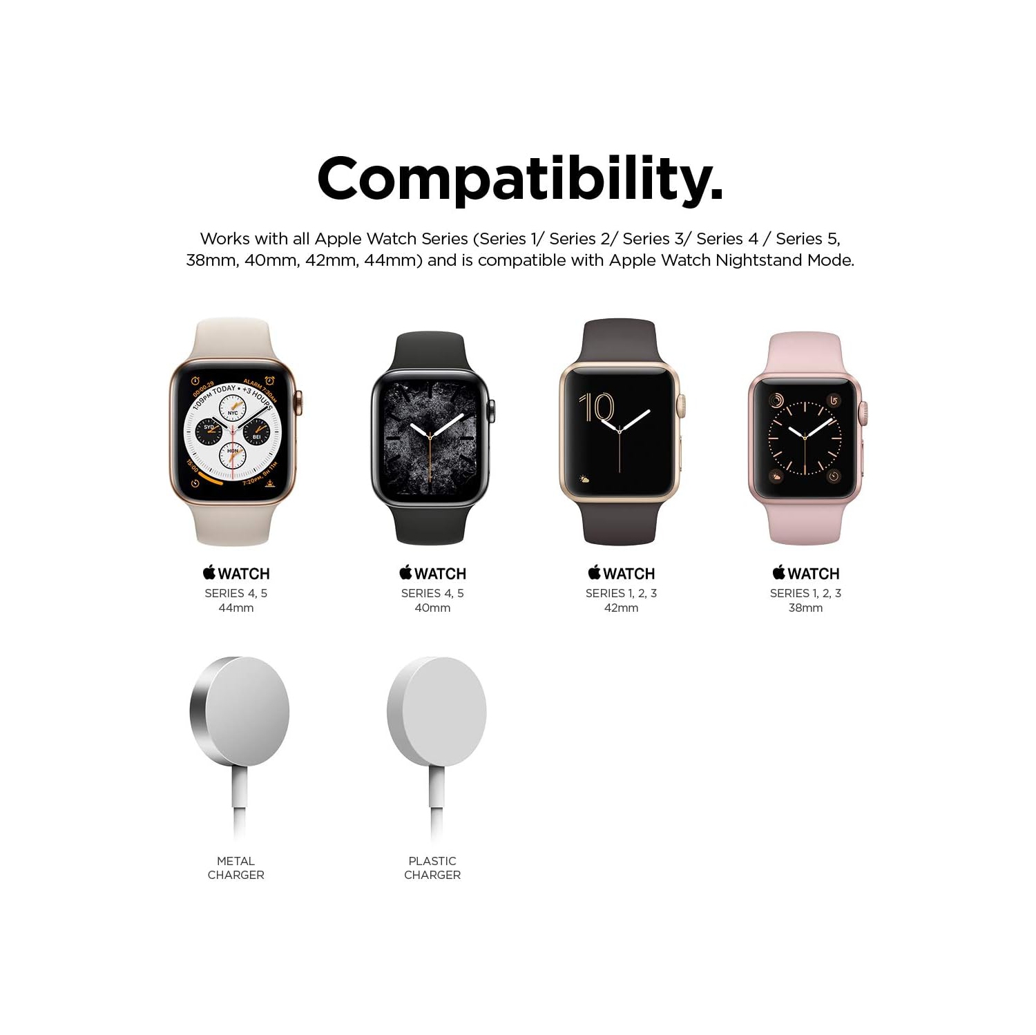 Socle Elago W2 conçu pour Apple Watch Stand compatible avec toutes les montres Apple Watch Series et le mode de table de chevet