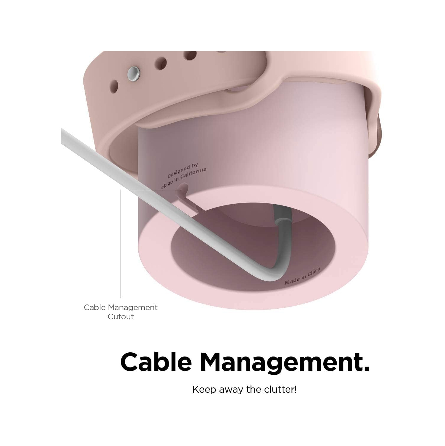 elgo W2 Station de Charge [Rose] - Compatible avec Toutes les Séries d'Apple Watch et Mode Table de Nuit