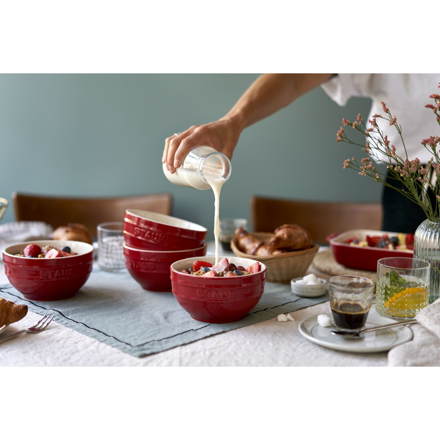 STAUB Ceramique 14 cm Ceramic Round Bowl, Cherry