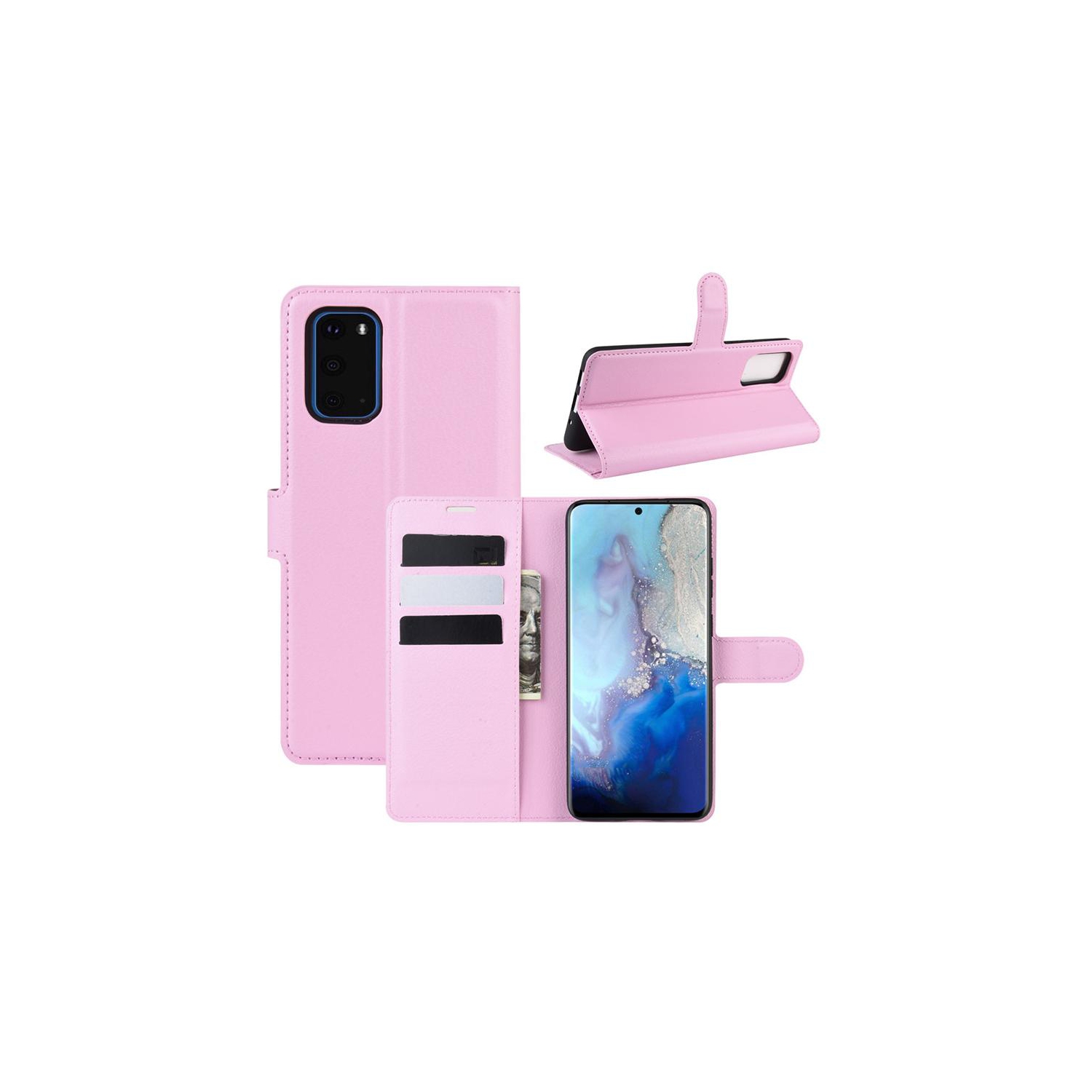 Étui portefeuille en cuir rose PANDACO pour Galaxy S20+ de Samsung