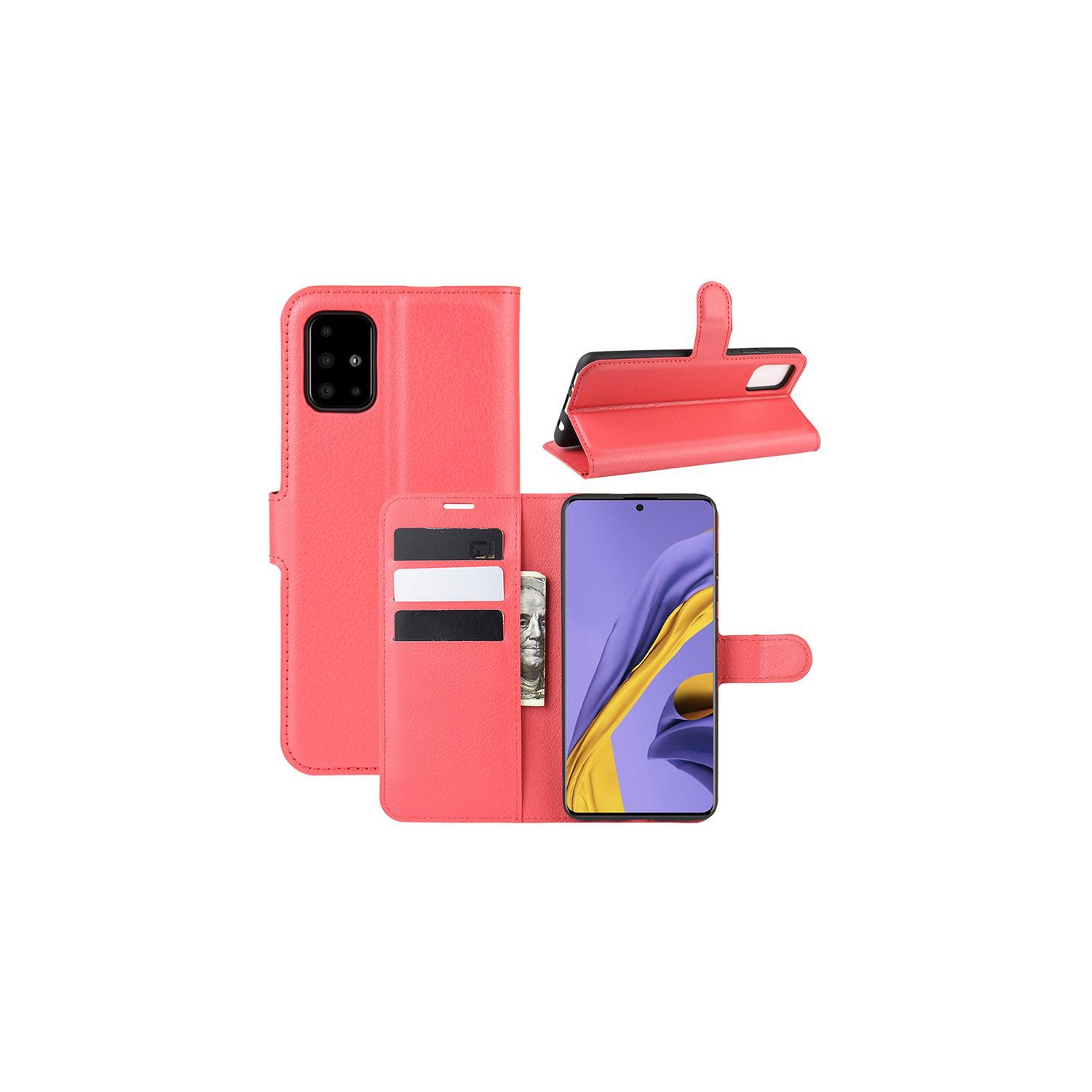 PANDACO Red Leather Wallet Case for Samsung Galaxy A71 4G