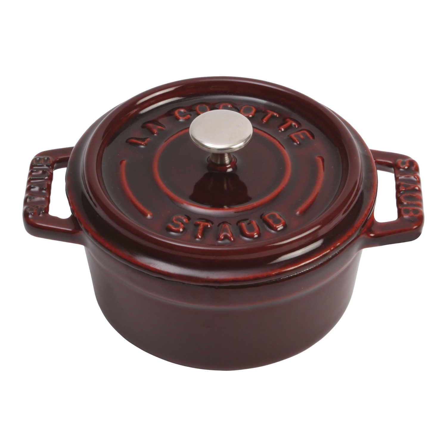 STAUB La Cocotte 250 mL Cast Iron Round Mini Cocotte, Grenadine-Red