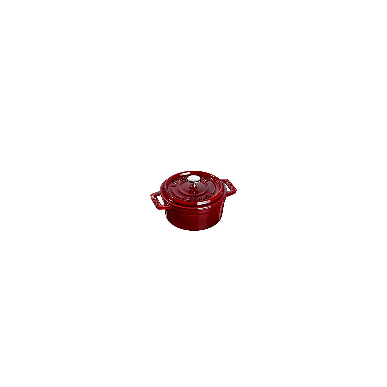 STAUB La Cocotte 250 mL Cast Iron Round Mini Cocotte, Grenadine-Red