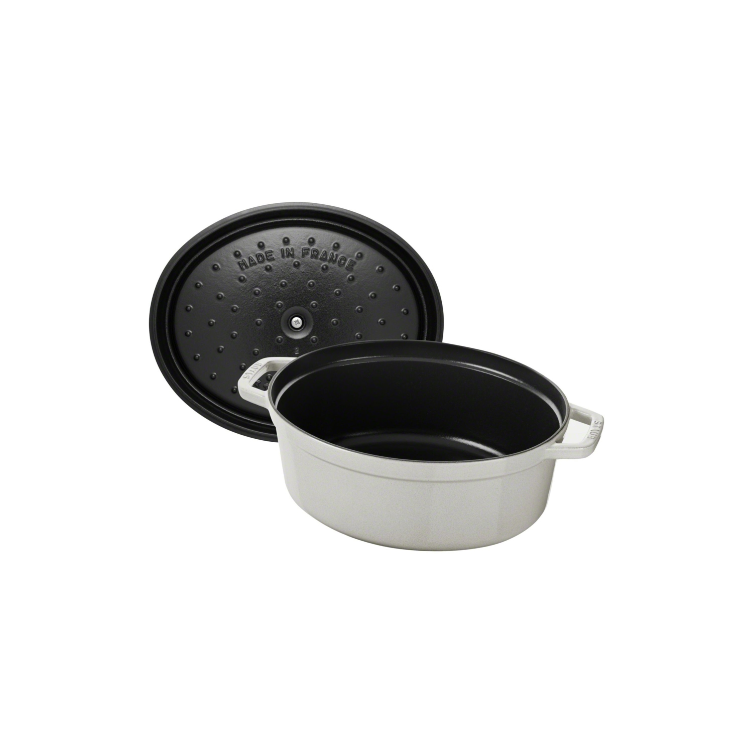 STAUB La Cocotte 5,5 L – Cocotte ovale en fonte, truffe blanche