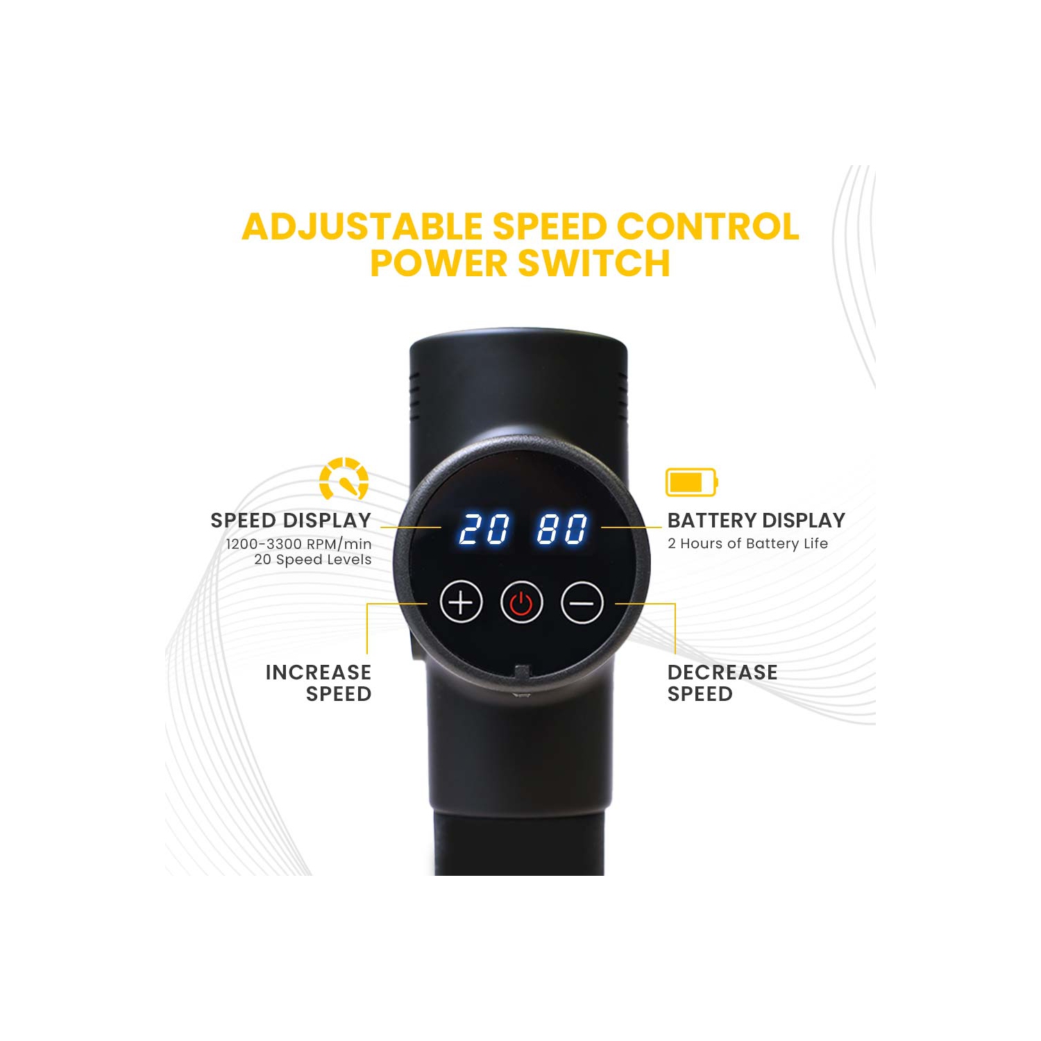 MotionGrey Personal Massage Gun Vibration Deep Tissue Percussion Massager Handheld 20 Adjustable Speeds Massager Pain Relief