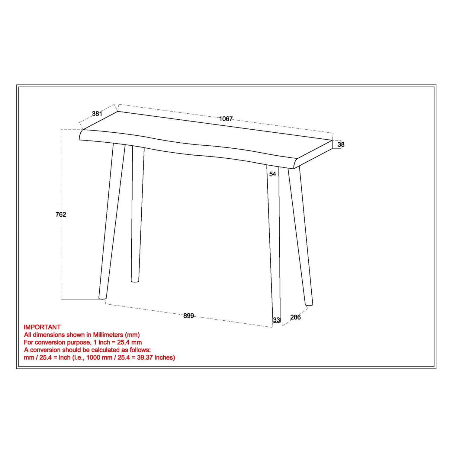 Viva Lifestyle Furiture CONSOLE/DESK - WALNUT