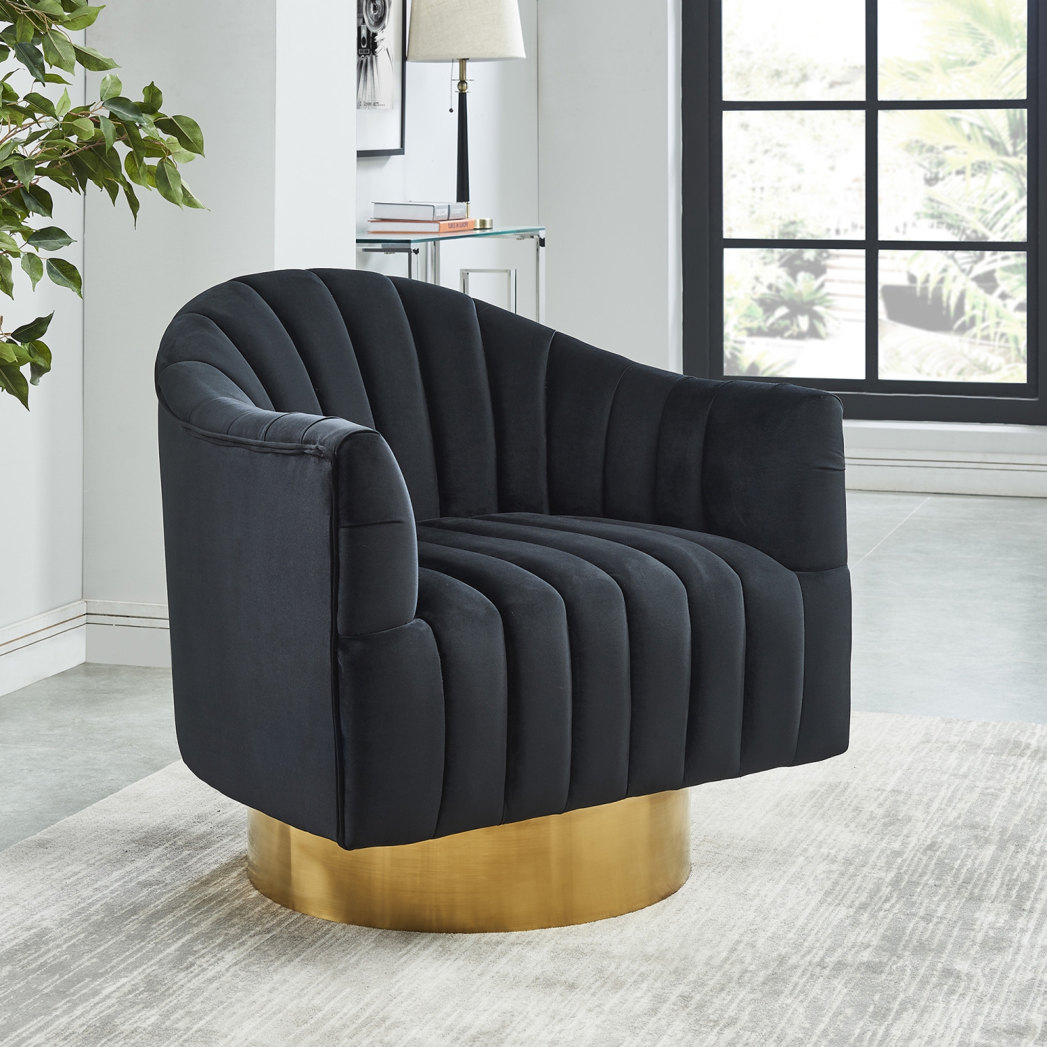 Viva Lifestyle Furiture SWIVEL ACCENT CHAIR - BLACK/GOLD