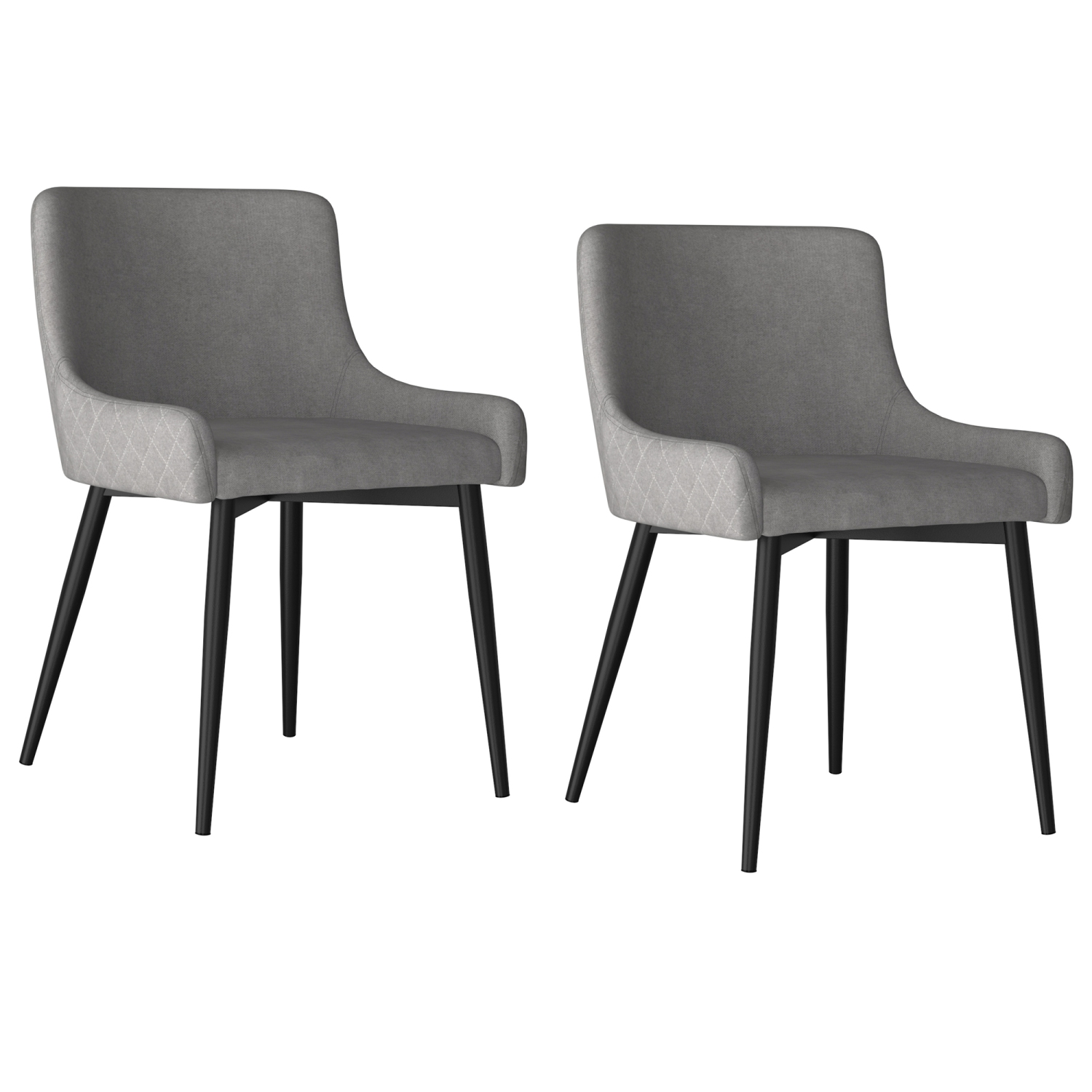 Viva Lifestyle Furiture SIDE CHAIR, SET OF 2 - GREY/BLACK LEG