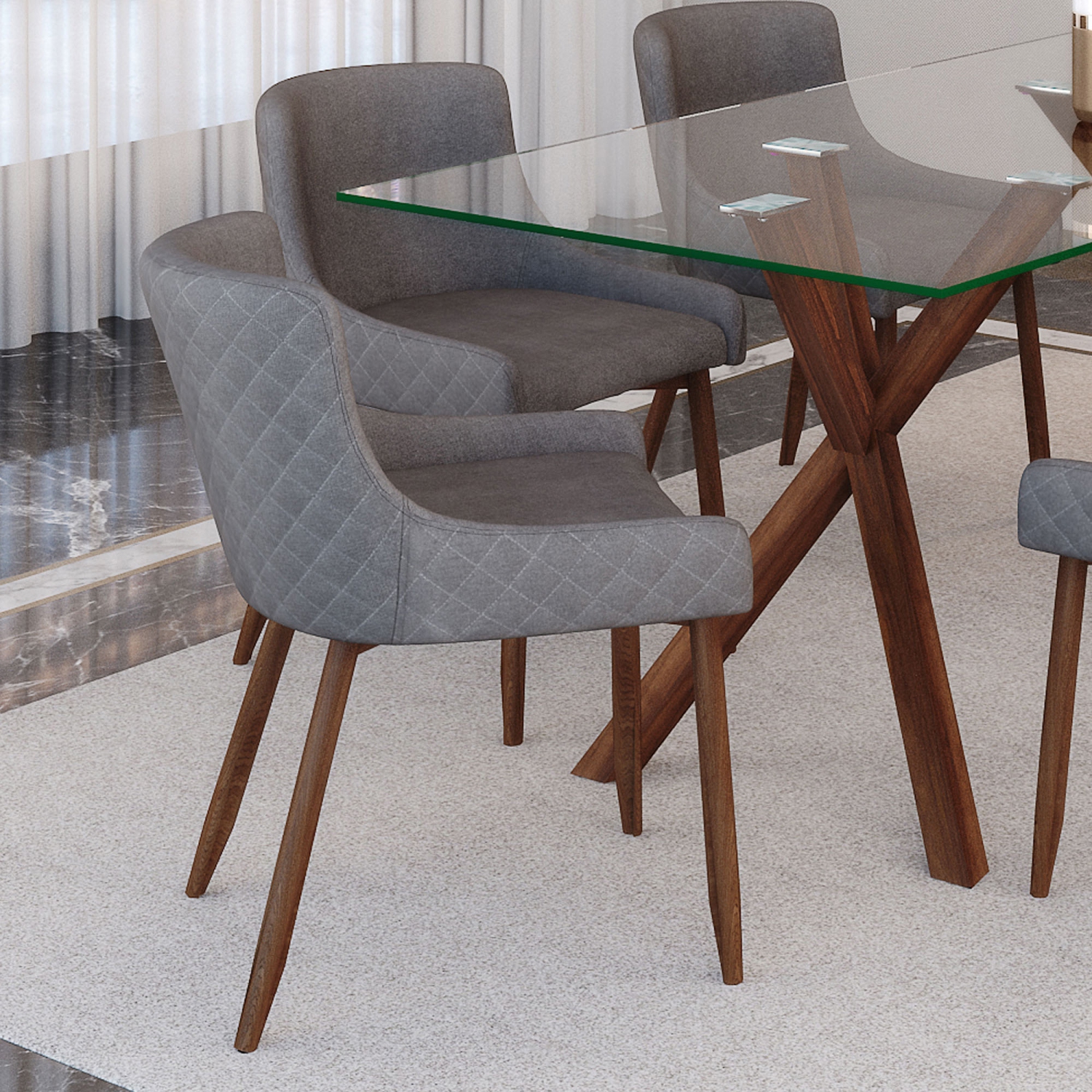 Viva Lifestyle Furiture SIDE CHAIR, SET OF 2 - GREY/WALNUT LEG