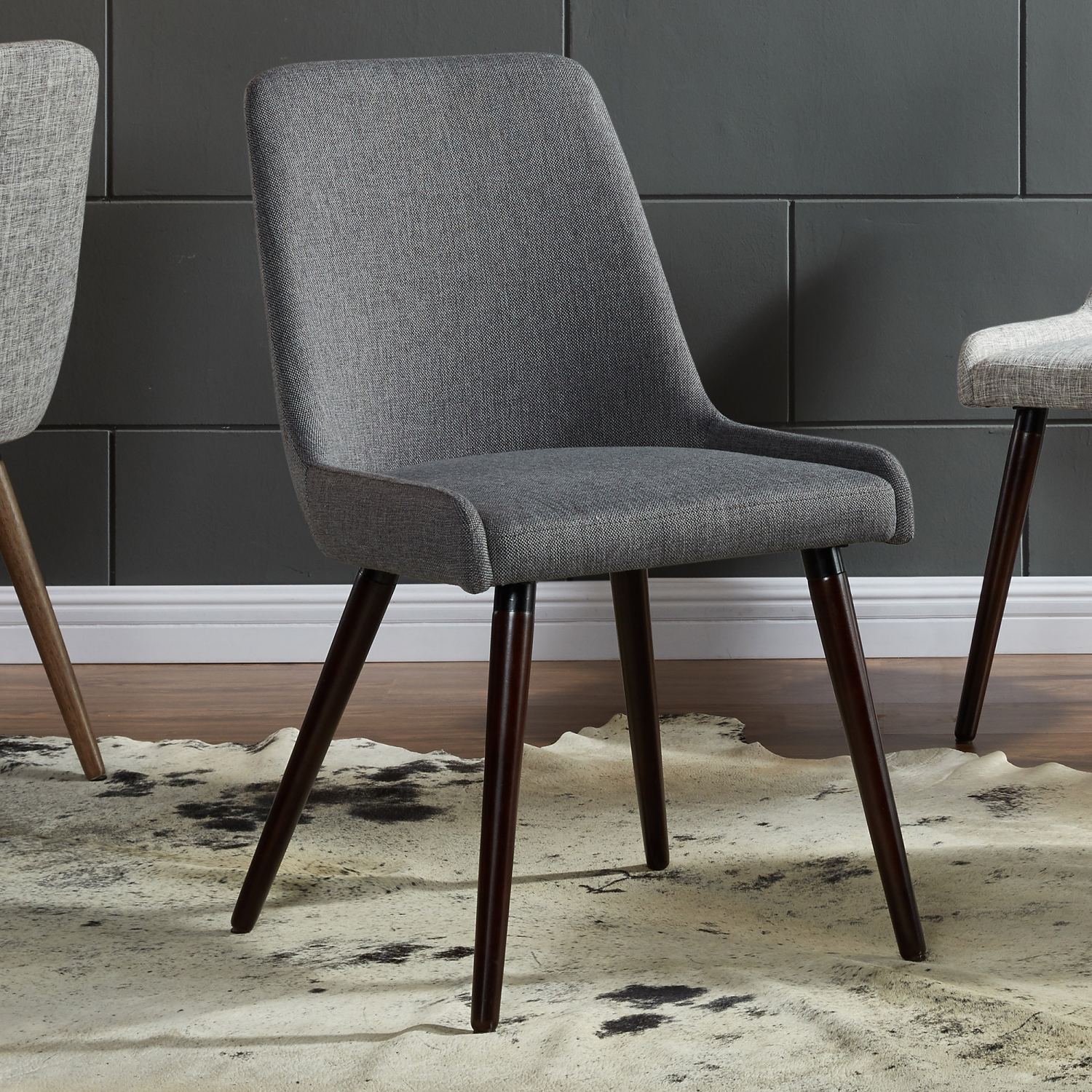 Viva Lifestyle Furiture SIDE CHAIR, SET OF 2 - DARK GREY/WALNUT LEG