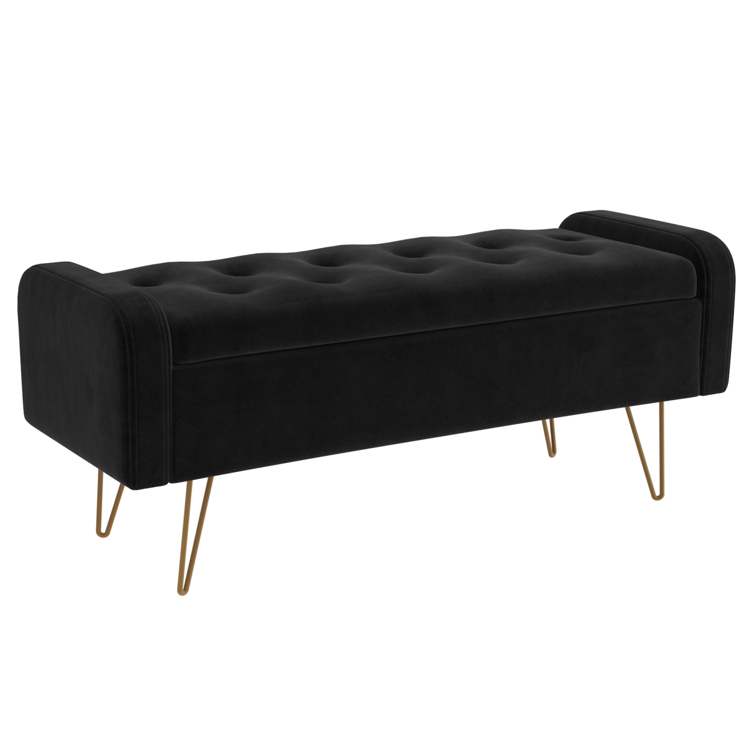 Viva Lifestyle Furiture STORAGE OTTOMAN - BLACK/GOLD LEG