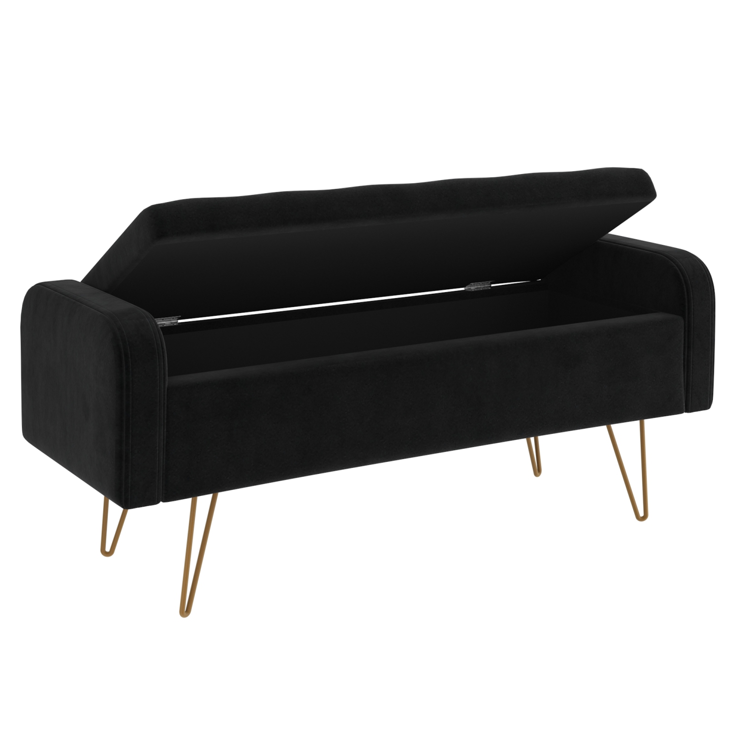 Viva Lifestyle Furiture STORAGE OTTOMAN - BLACK/GOLD LEG