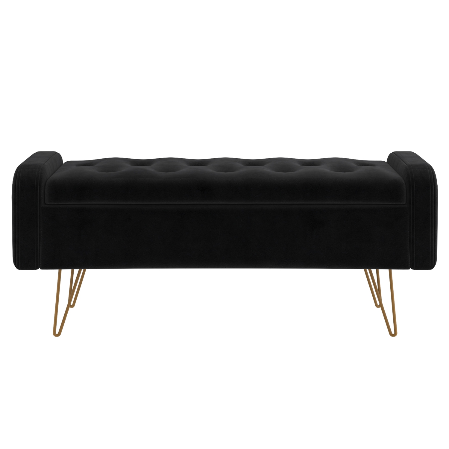 Viva Lifestyle Furiture STORAGE OTTOMAN - BLACK/GOLD LEG
