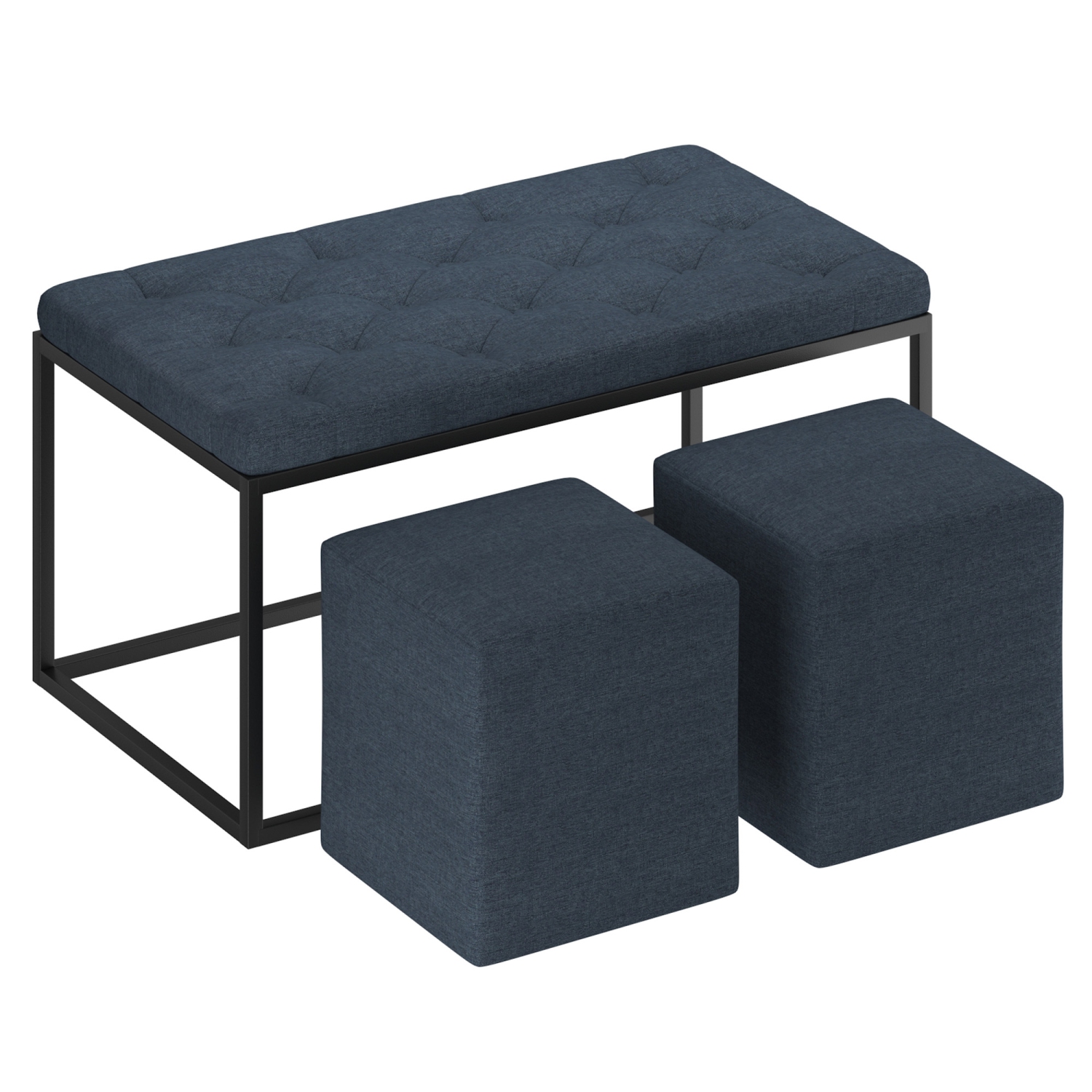 Viva Lifestyle Furiture 3PC RECTANGULAR COCKTAIL OTTOMAN - GREY BLUE