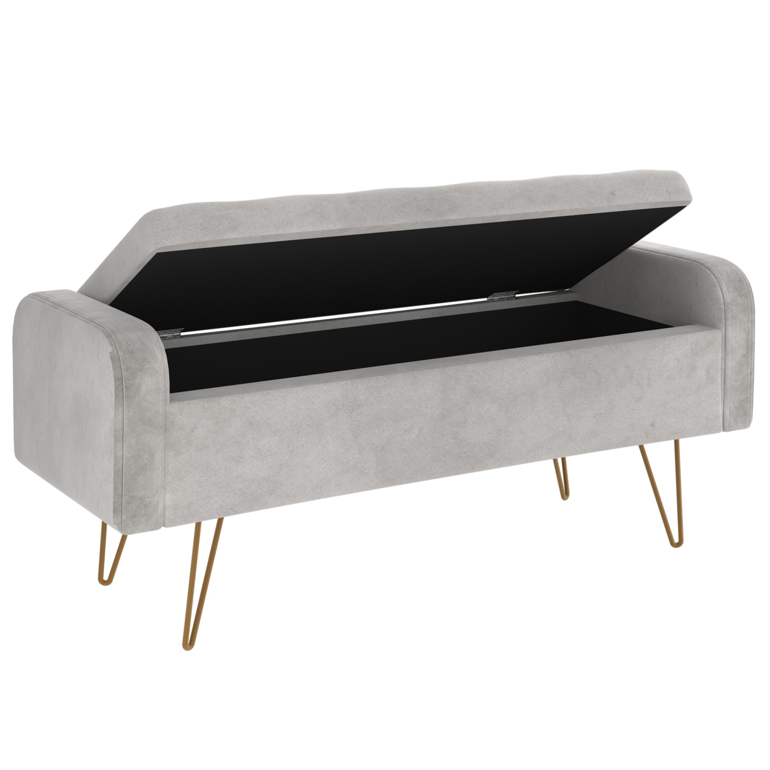 Viva Lifestyle Furiture STORAGE OTTOMAN - GREY/GOLD LEG