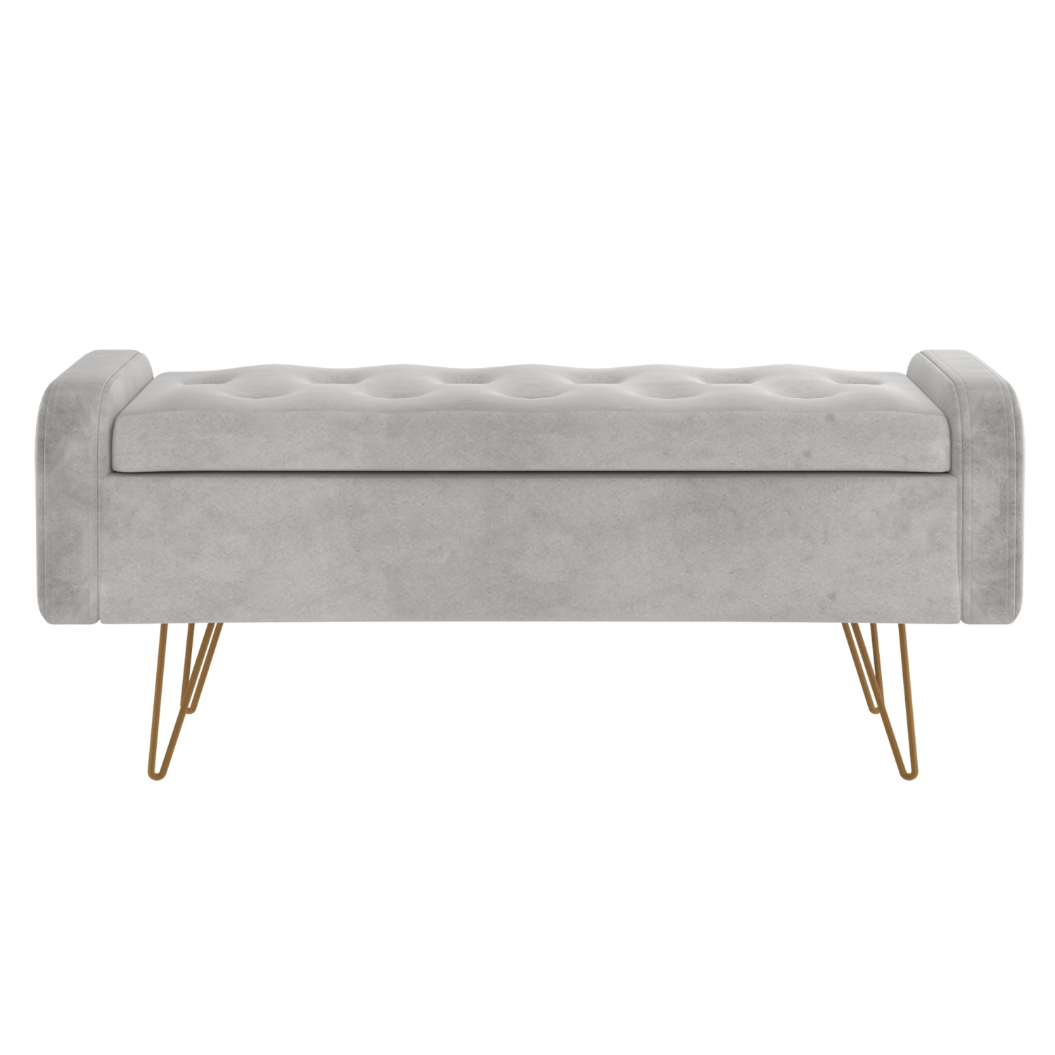 Viva Lifestyle Furiture STORAGE OTTOMAN - GREY/GOLD LEG